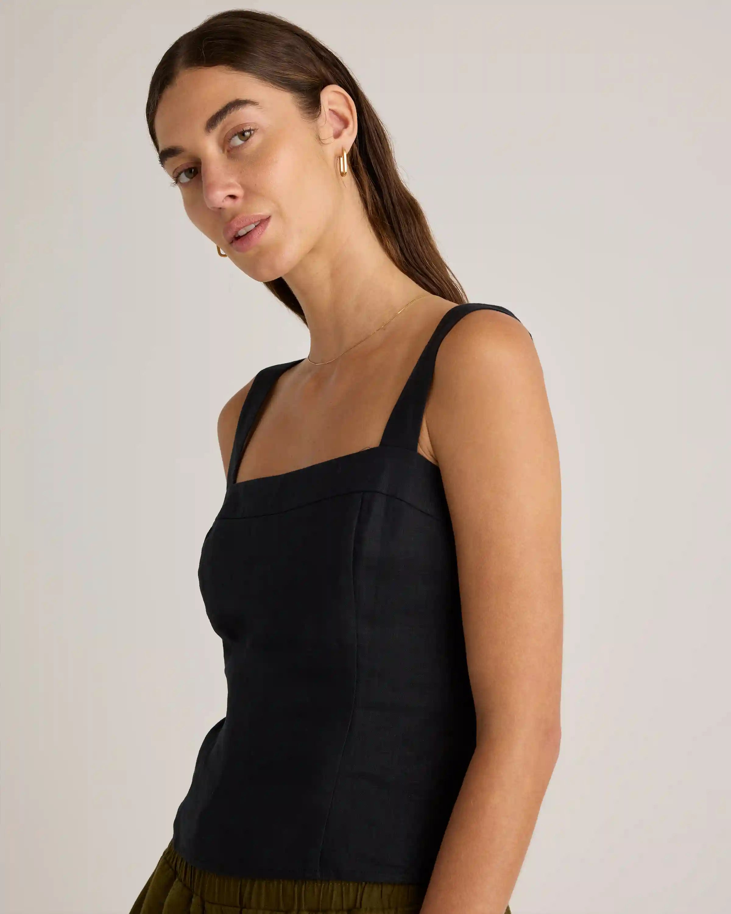 100% European Linen Fitted Tank