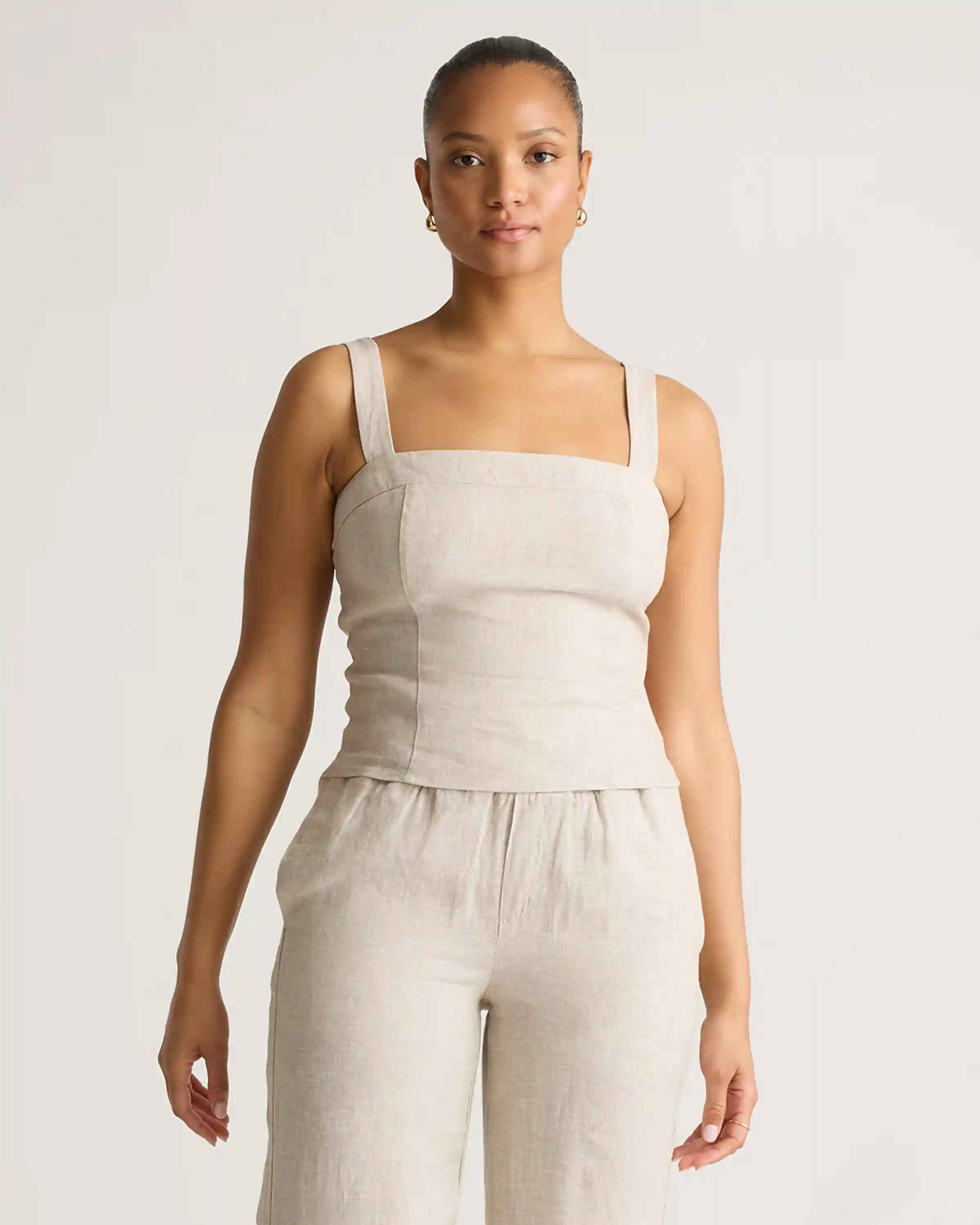 100% European Linen Fitted Tank