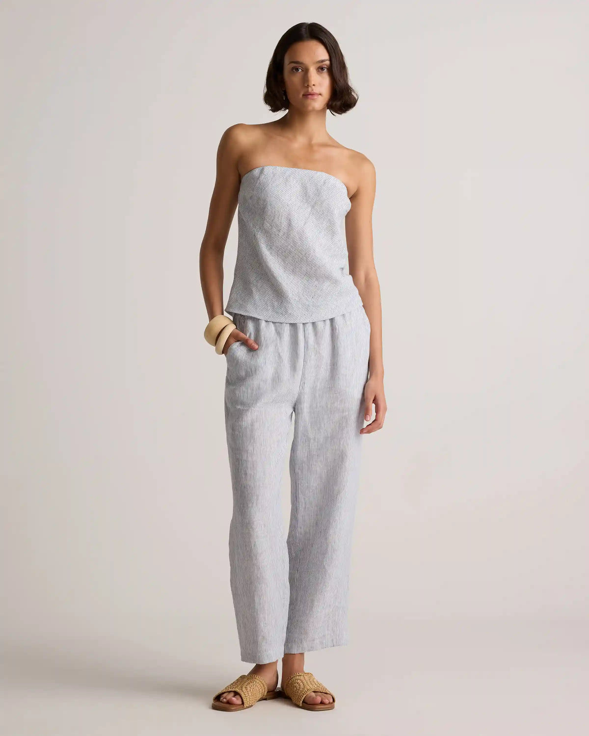 100% European Linen Strapless Top