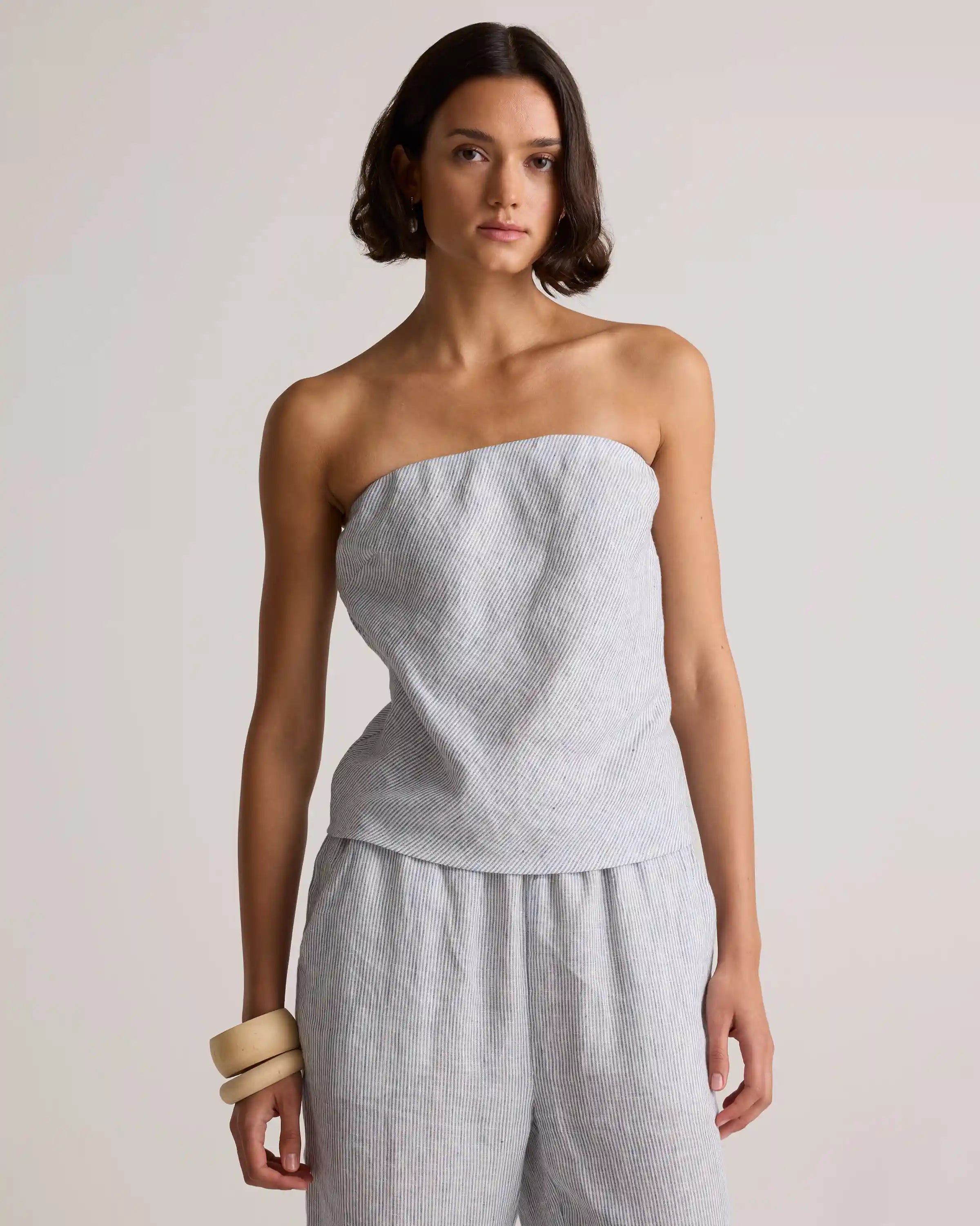 100% European Linen Strapless Top