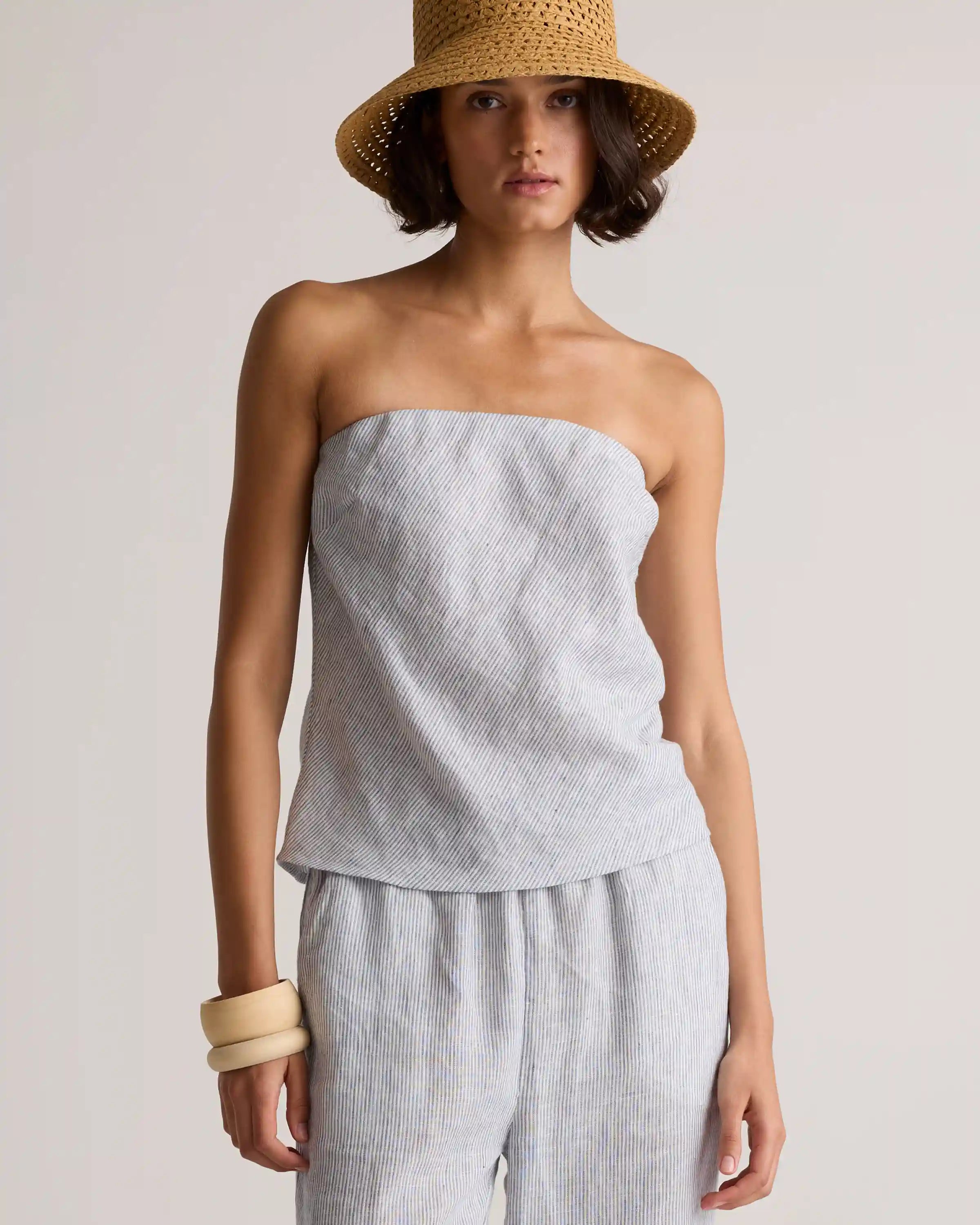 100% European Linen Strapless Top