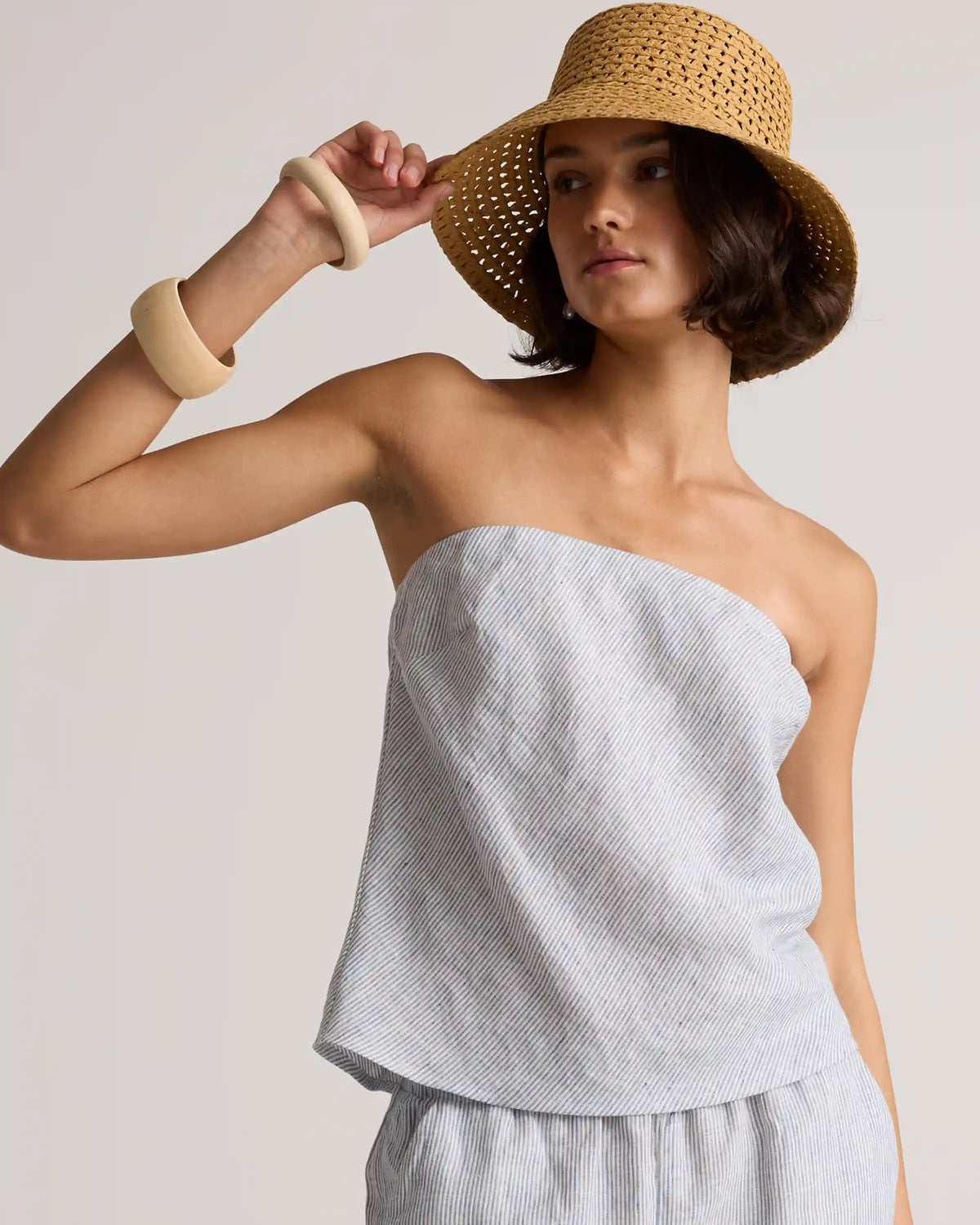 100% European Linen Strapless Top