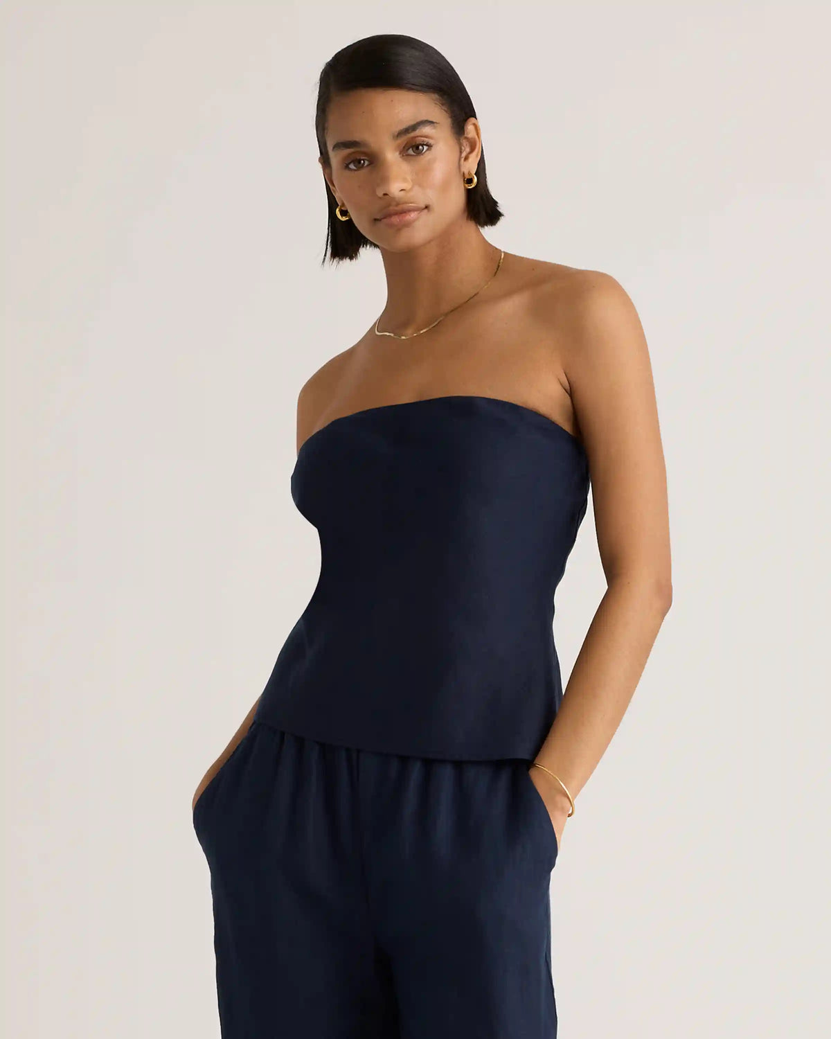 100% European Linen Strapless Top