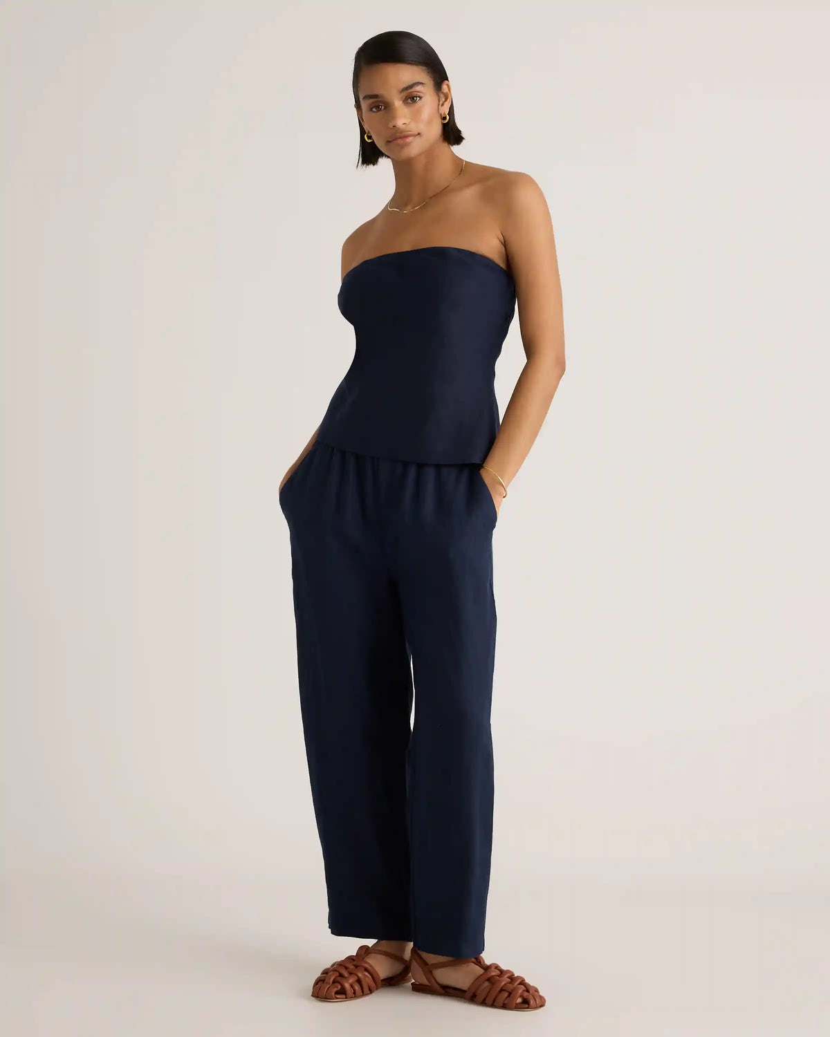 100% European Linen Strapless Top