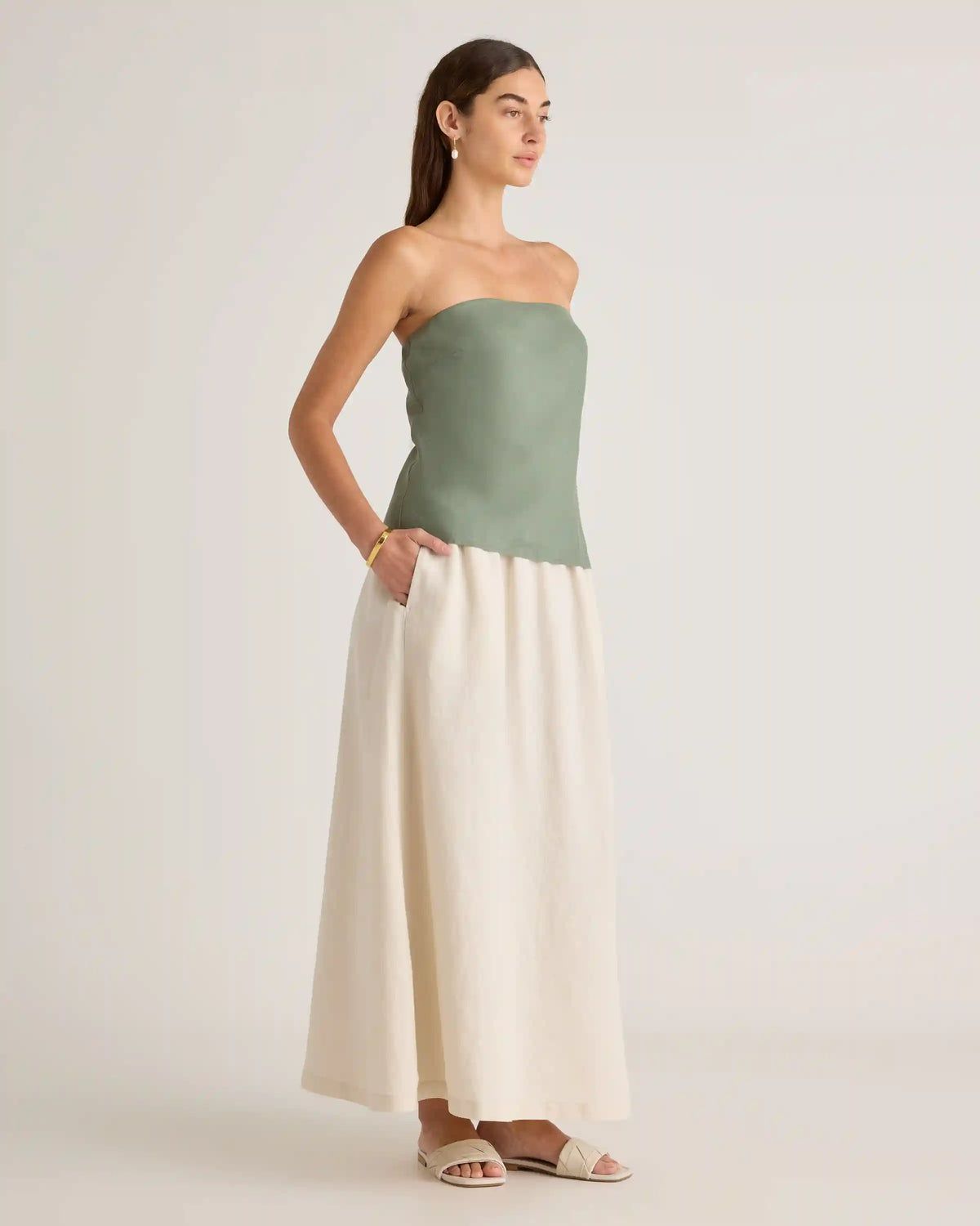 100% European Linen Strapless Top