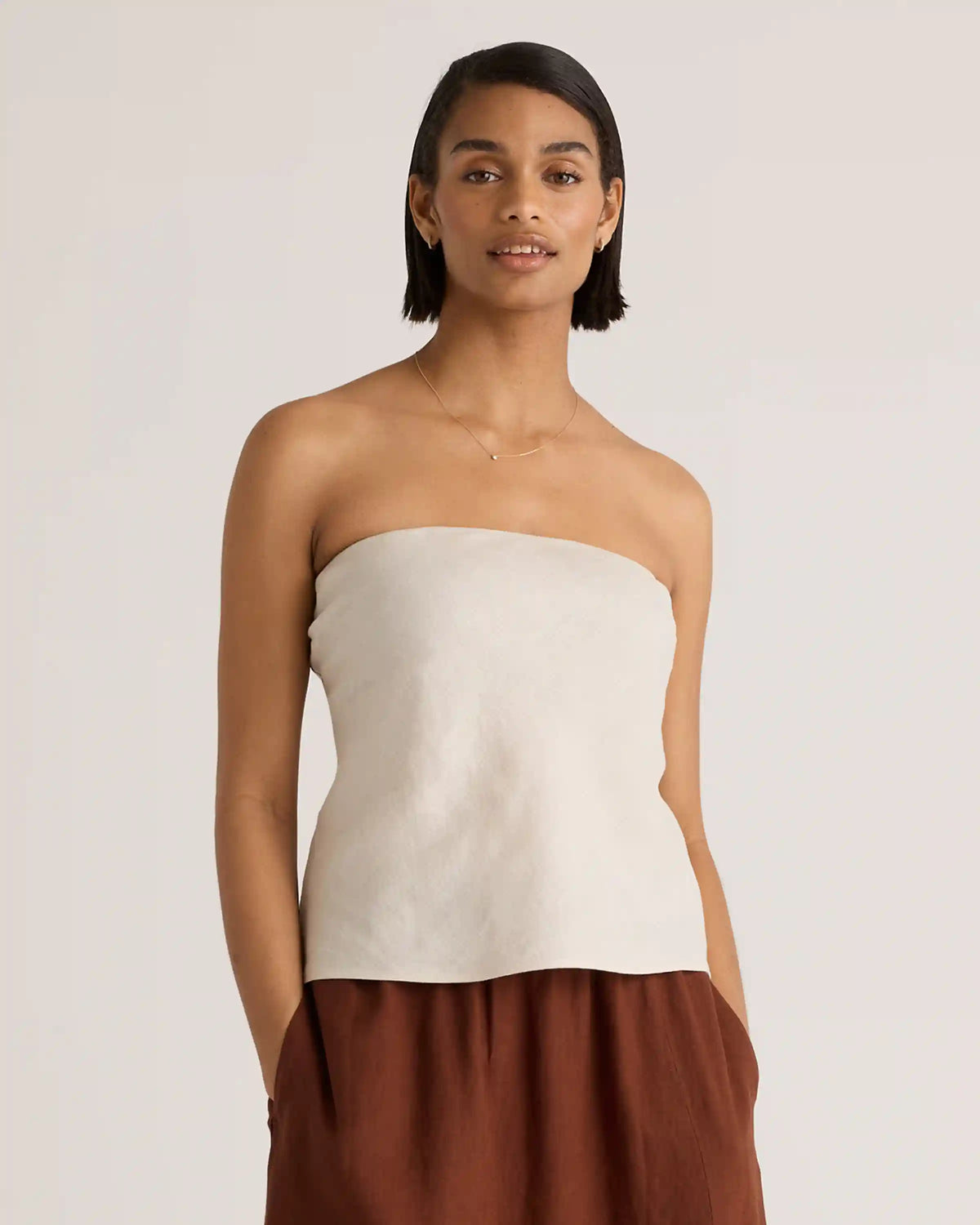 100% European Linen Strapless Top
