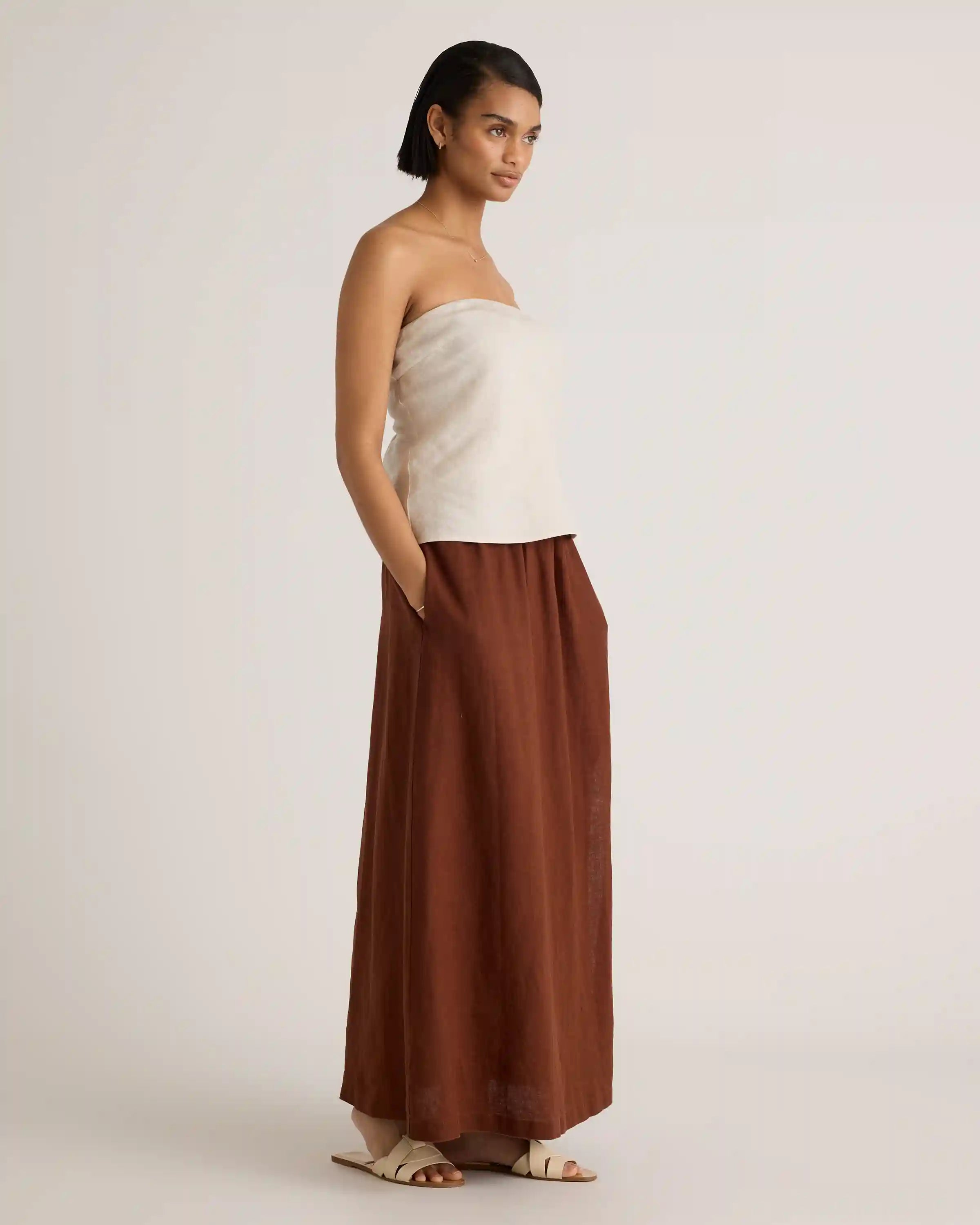 100% European Linen Strapless Top