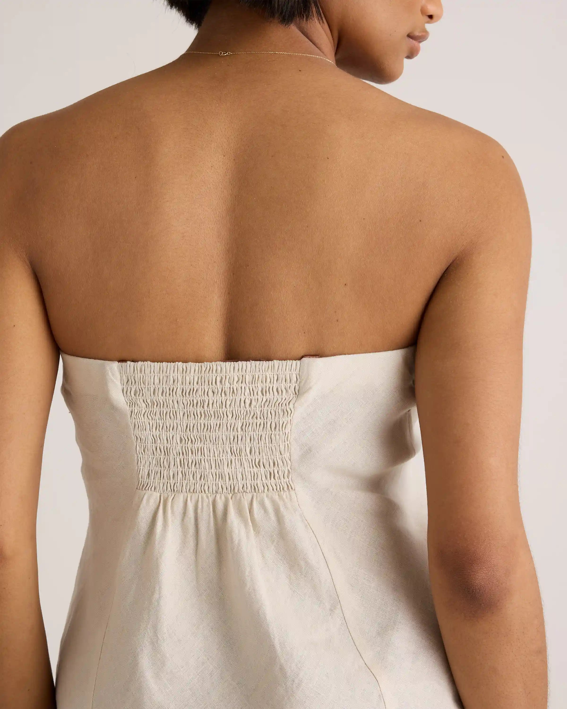 100% European Linen Strapless Top