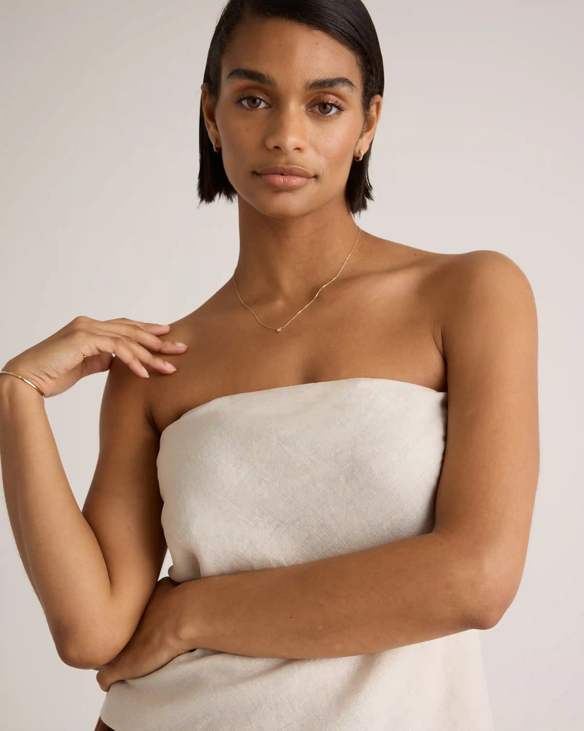 100% European Linen Strapless Top