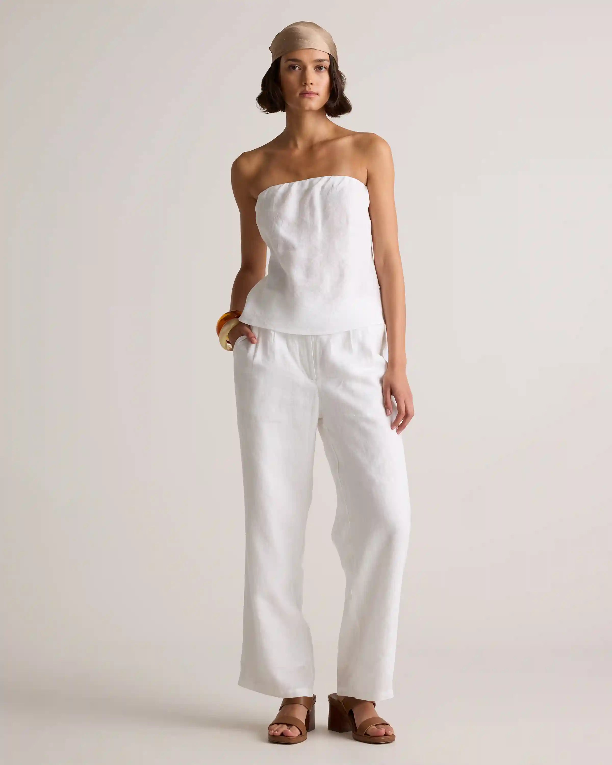 100% European Linen Strapless Top