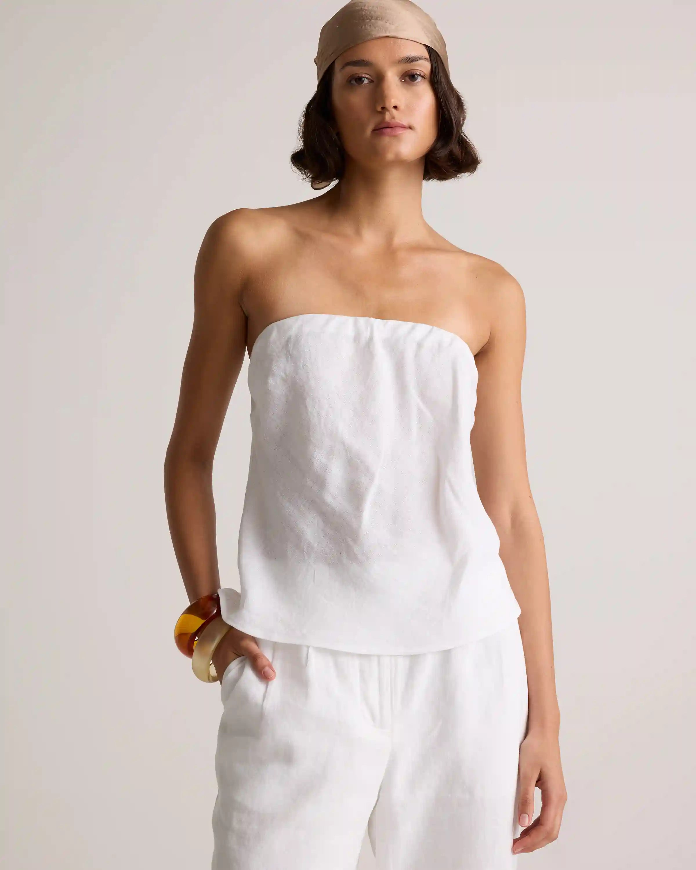 100% European Linen Strapless Top