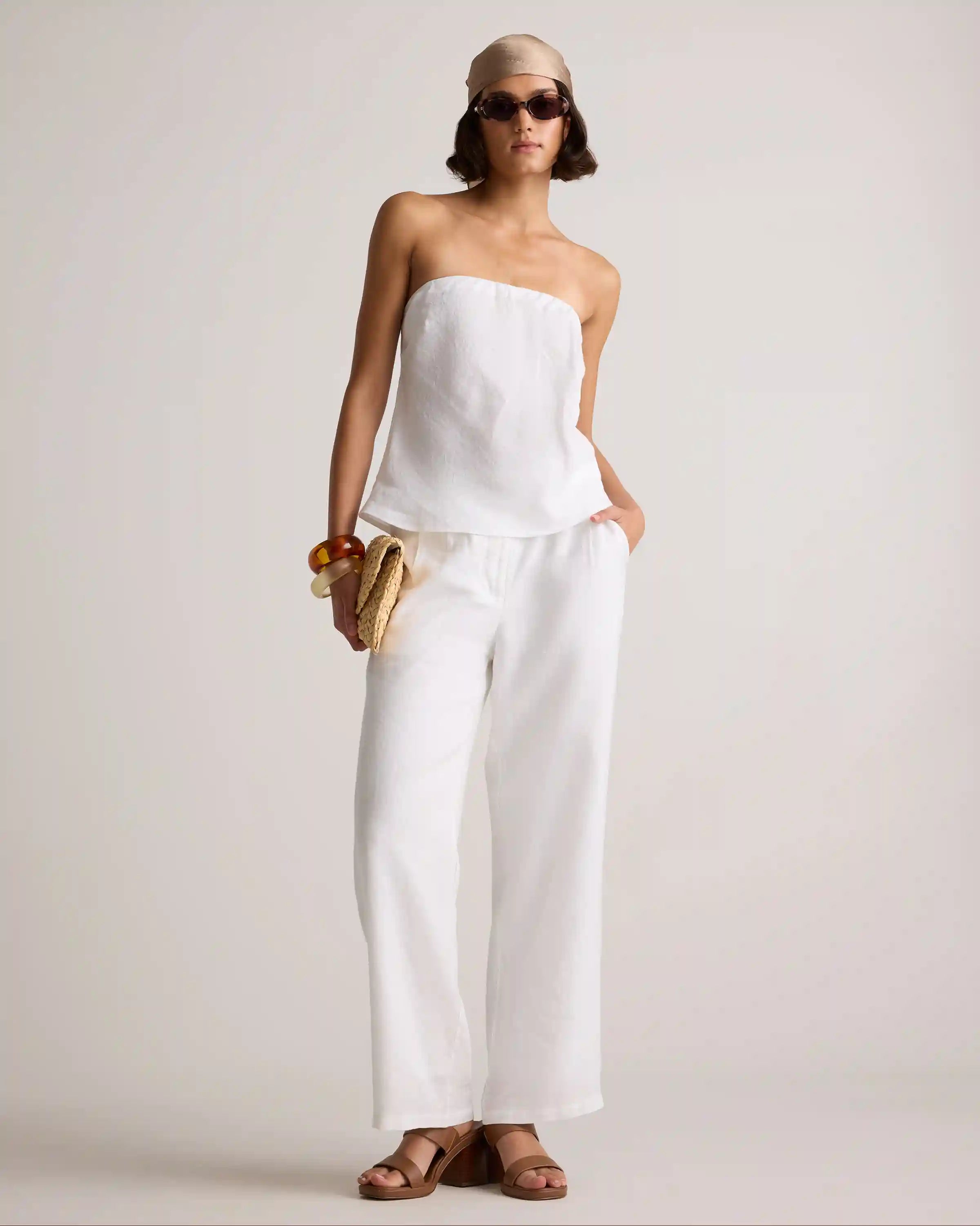 100% European Linen Strapless Top