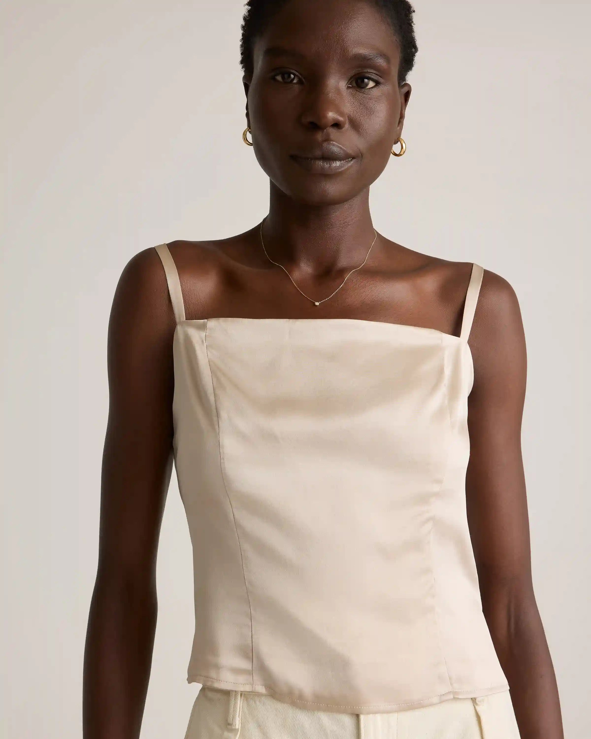 100% Washable Silk Square Neck Tank