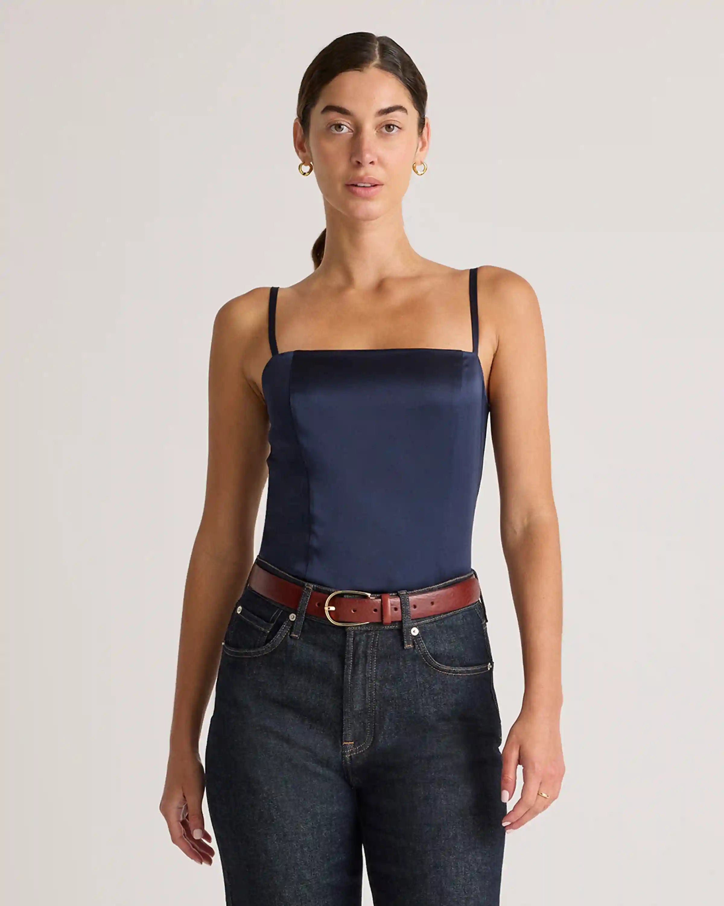 100% Washable Silk Square Neck Tank