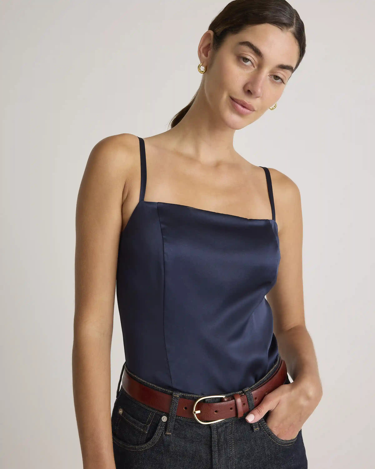 100% Washable Silk Square Neck Tank