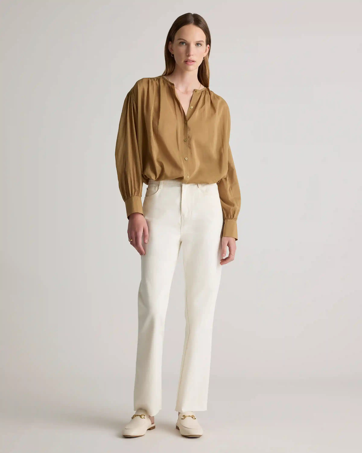 Cotton-Silk Voile Blouson Blouse