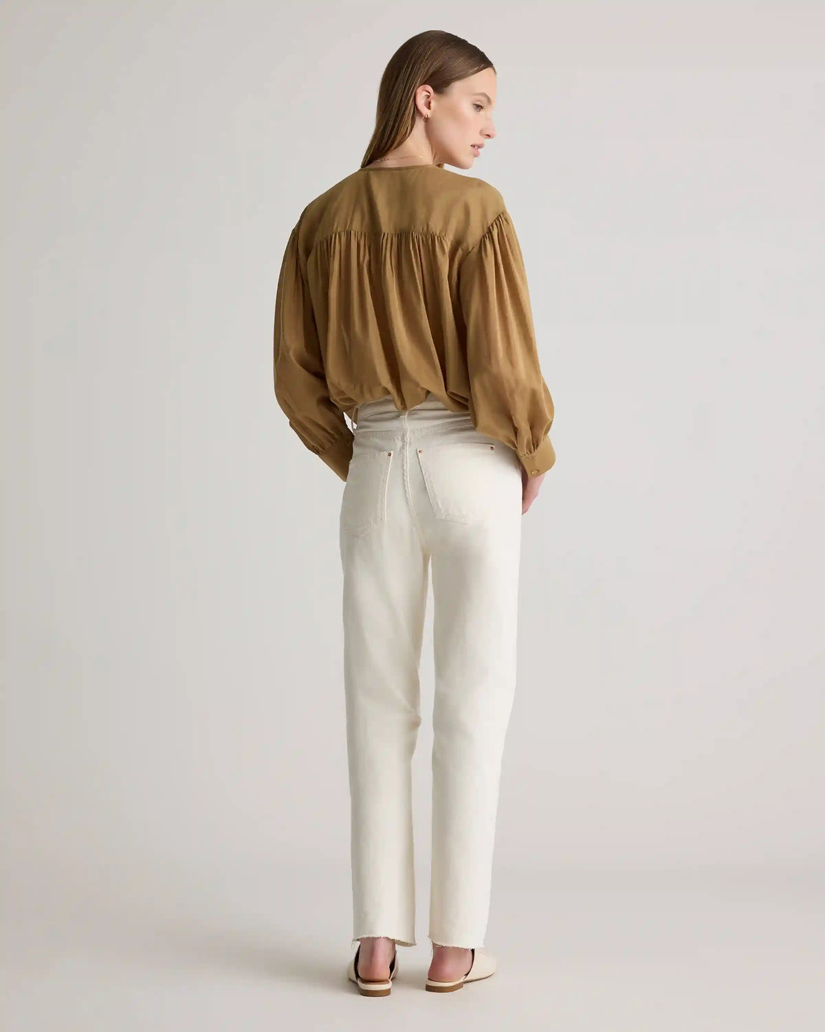 Cotton-Silk Voile Blouson Blouse