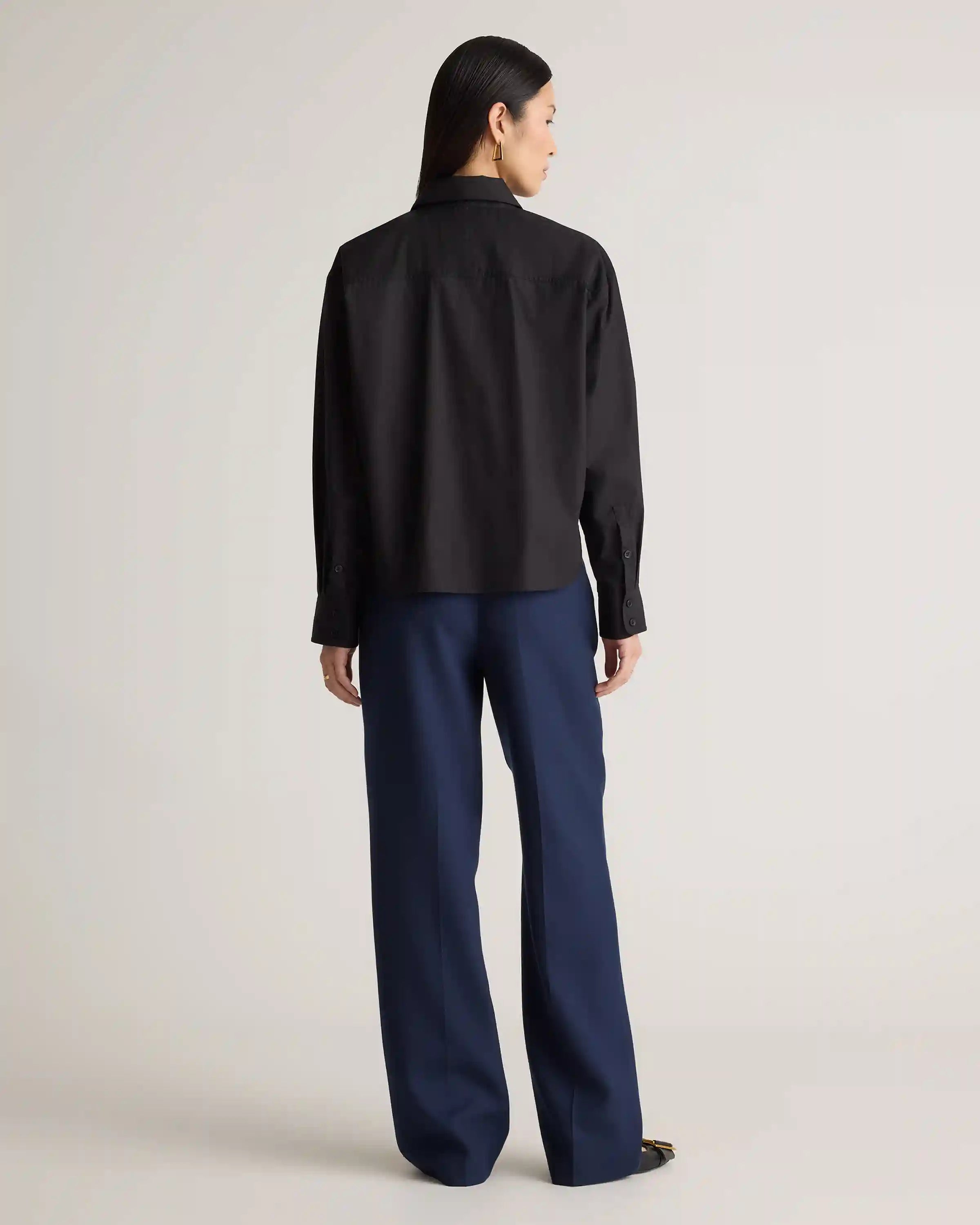 100% Organic Cotton Poplin Cropped Long Sleeve Shirt