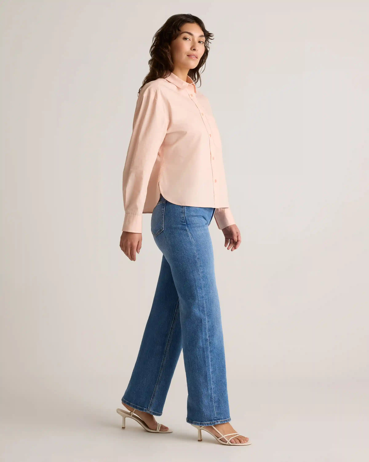 100% Organic Cotton Poplin Cropped Long Sleeve Shirt