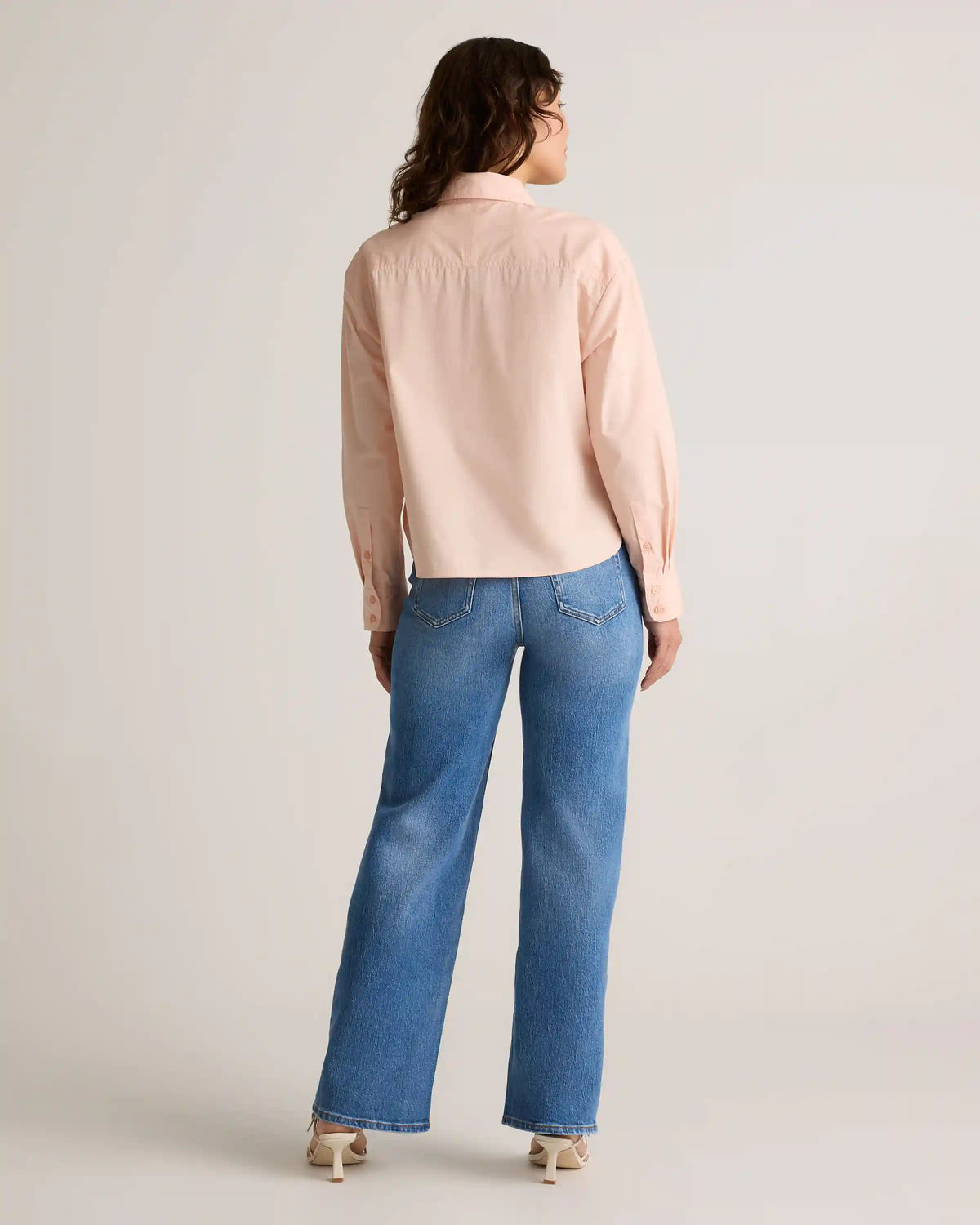 100% Organic Cotton Poplin Cropped Long Sleeve Shirt