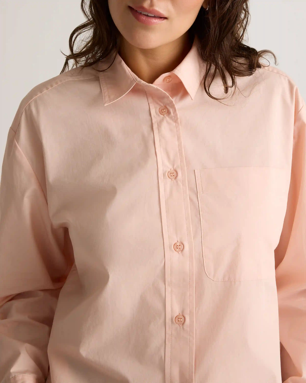 100% Organic Cotton Poplin Cropped Long Sleeve Shirt