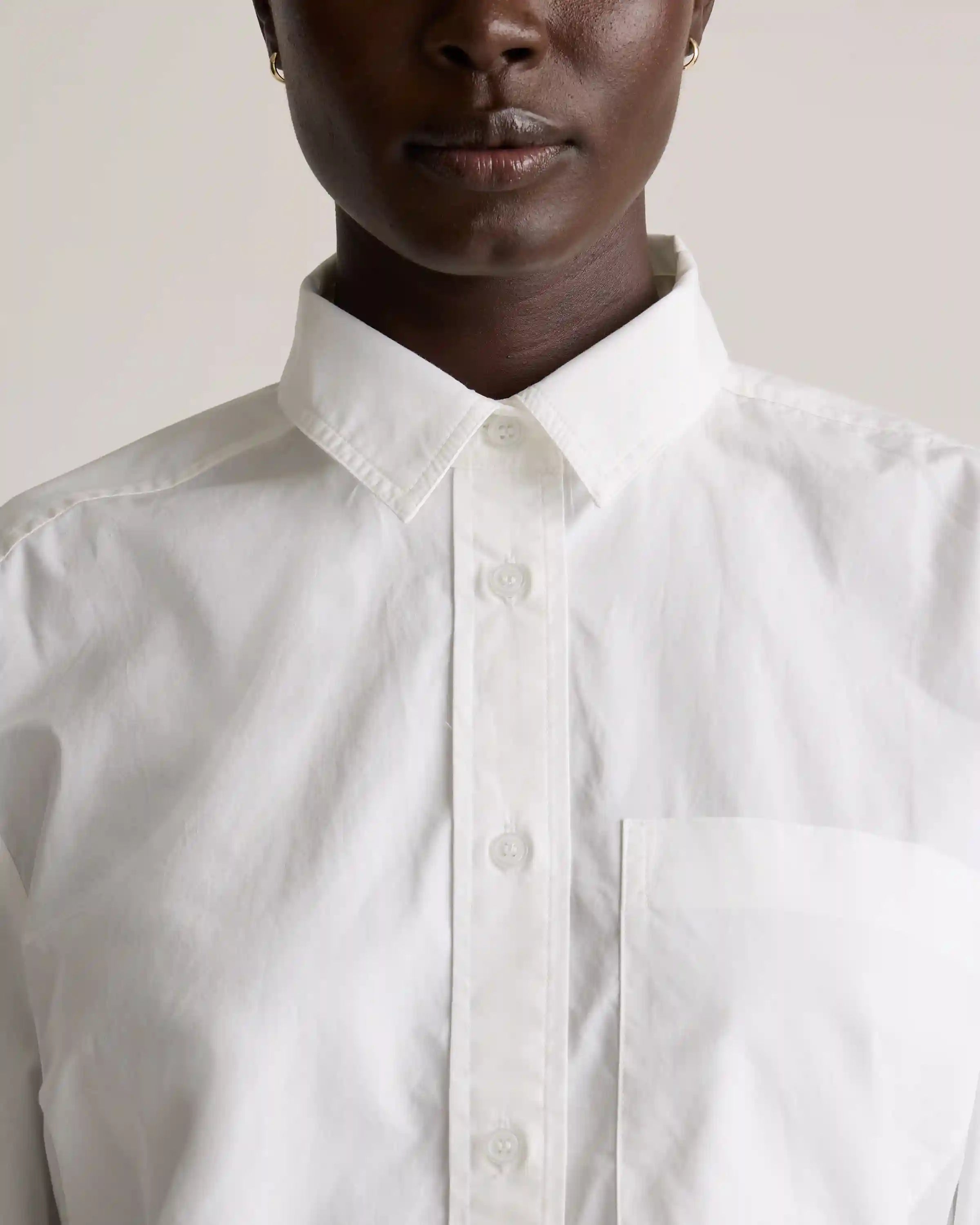 100% Organic Cotton Poplin Cropped Long Sleeve Shirt