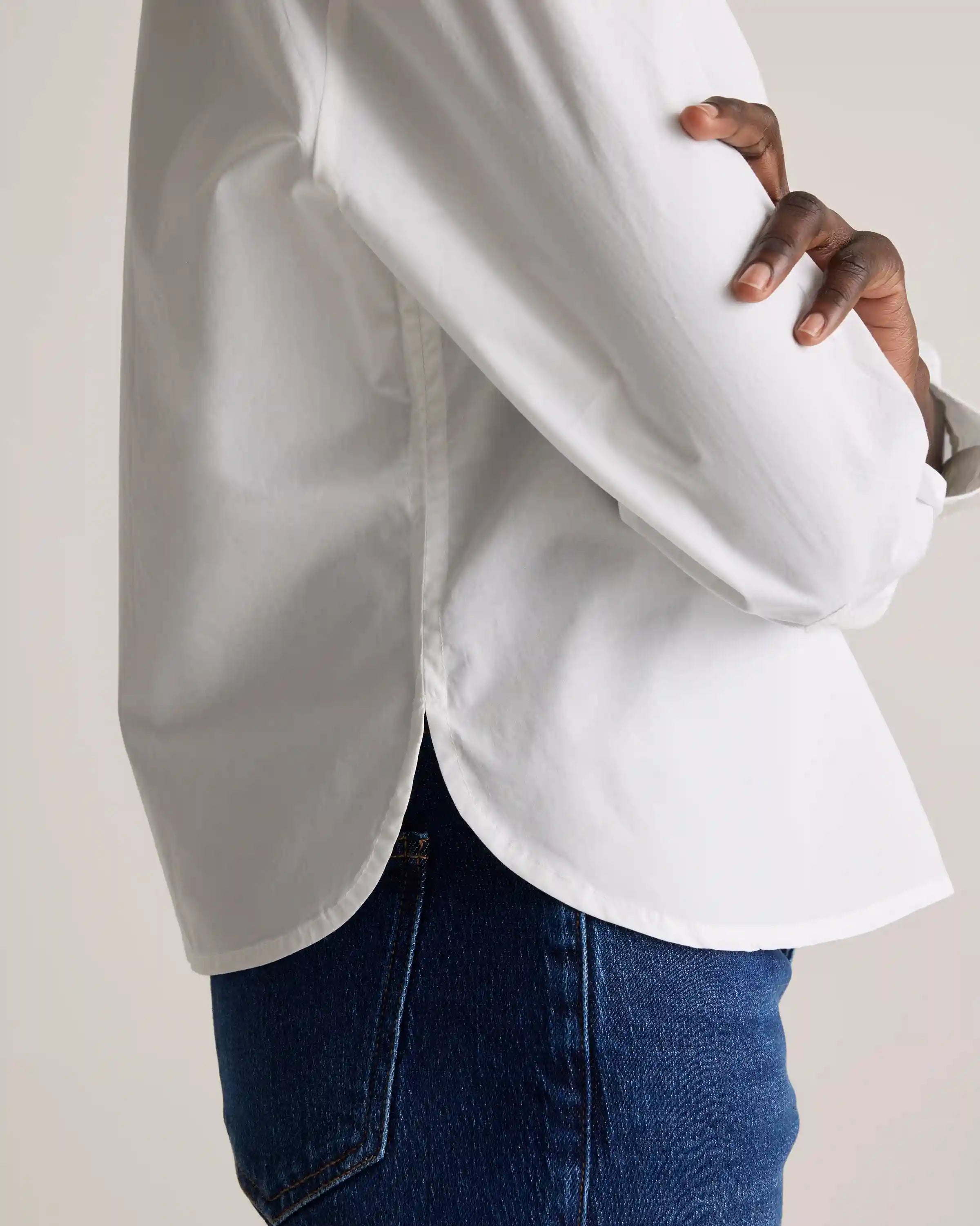100% Organic Cotton Poplin Cropped Long Sleeve Shirt
