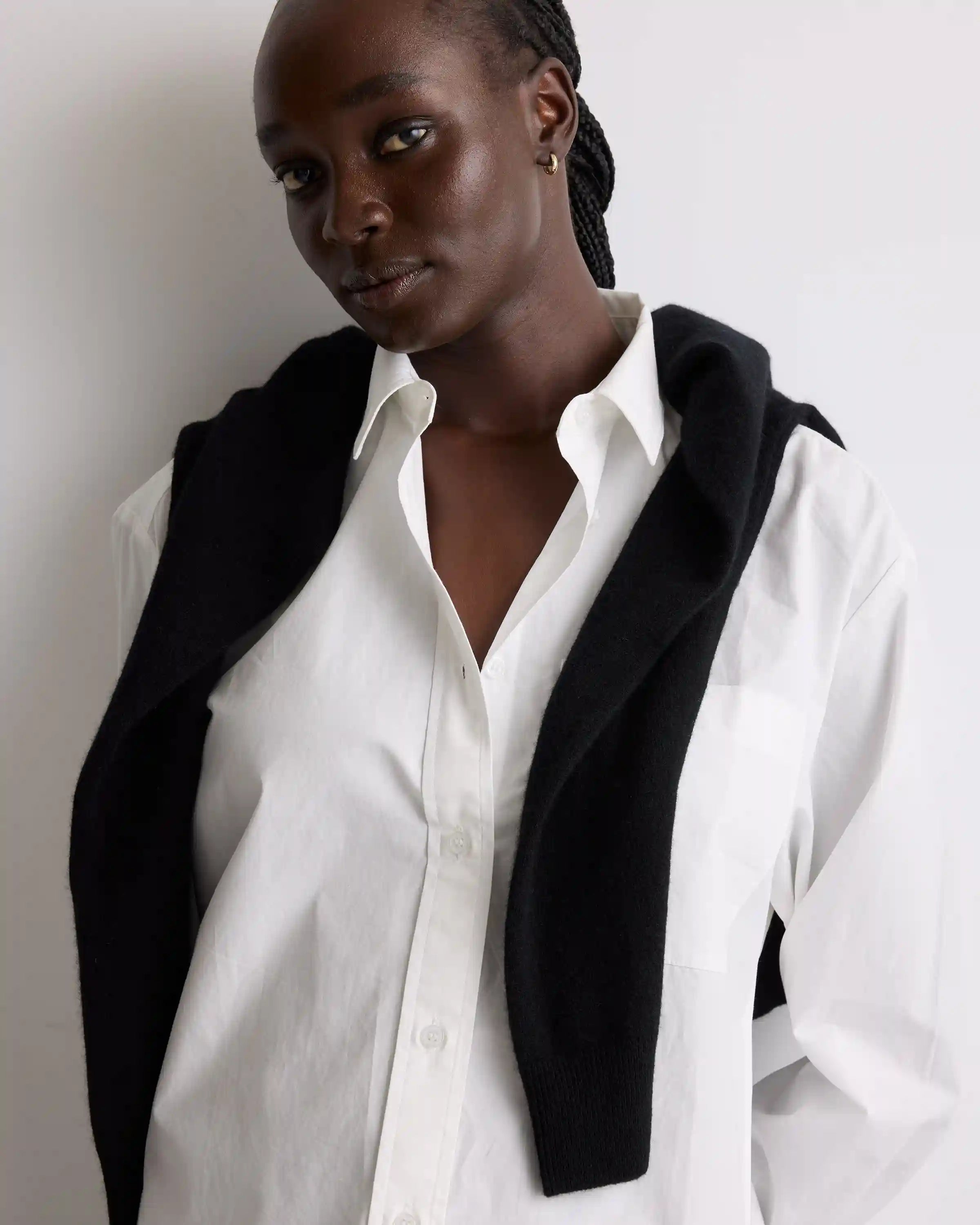 100% Organic Cotton Poplin Cropped Long Sleeve Shirt
