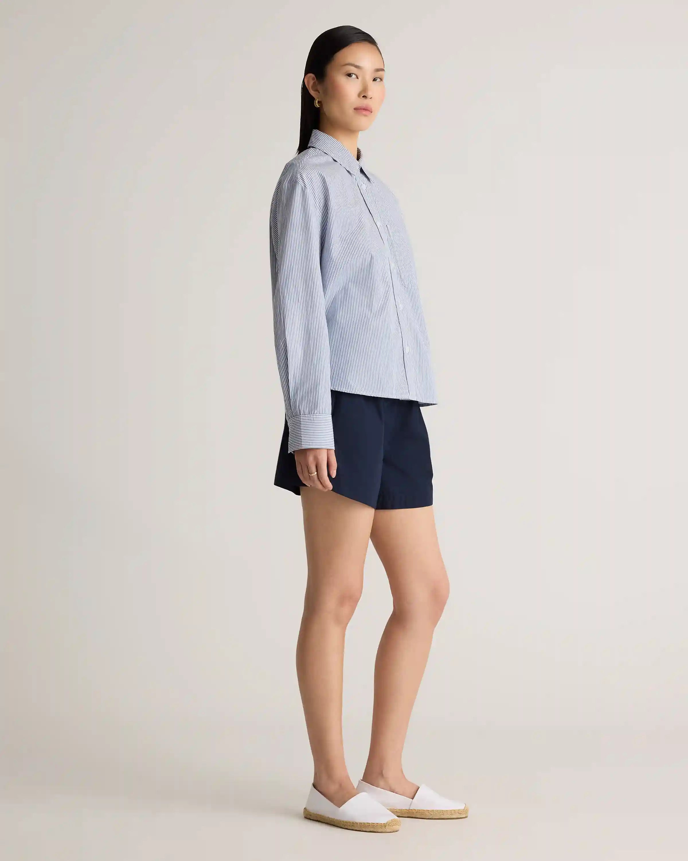 100% Organic Cotton Poplin Cropped Long Sleeve Shirt