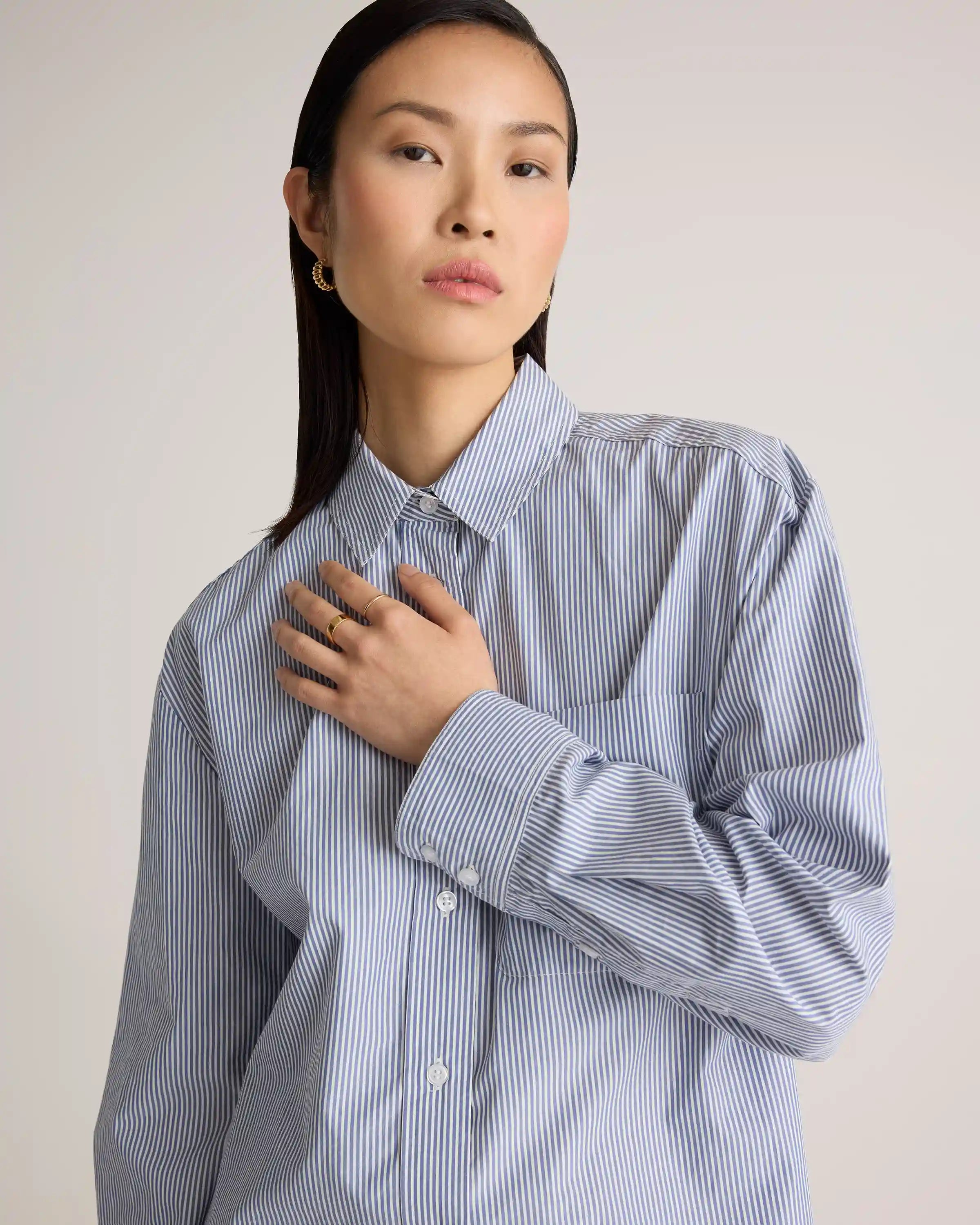 100% Organic Cotton Poplin Cropped Long Sleeve Shirt