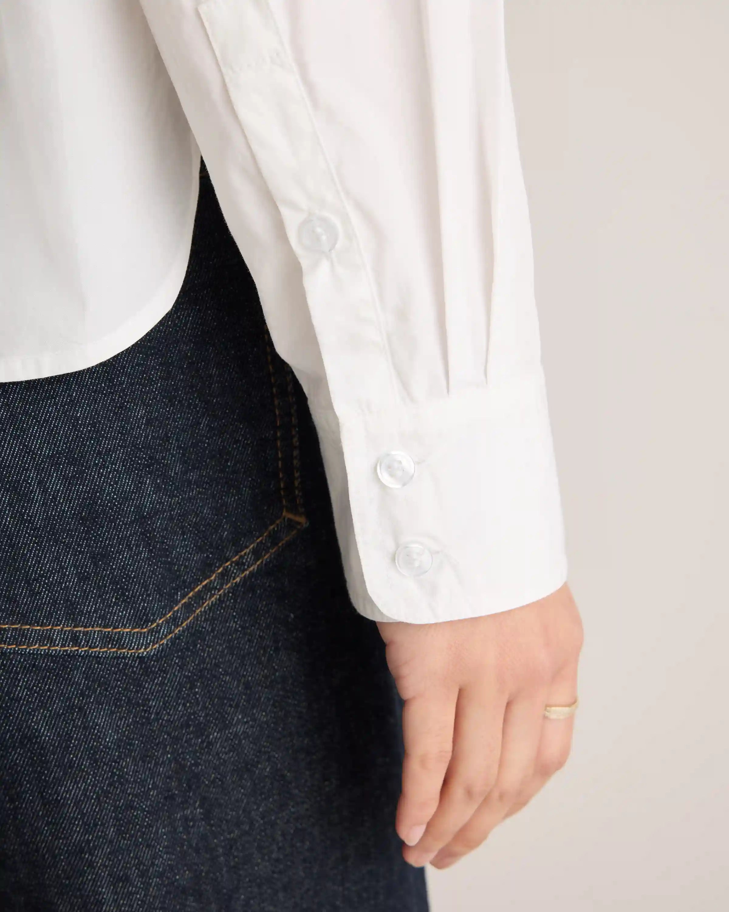100% Organic Cotton Poplin Cropped Long Sleeve Shirt