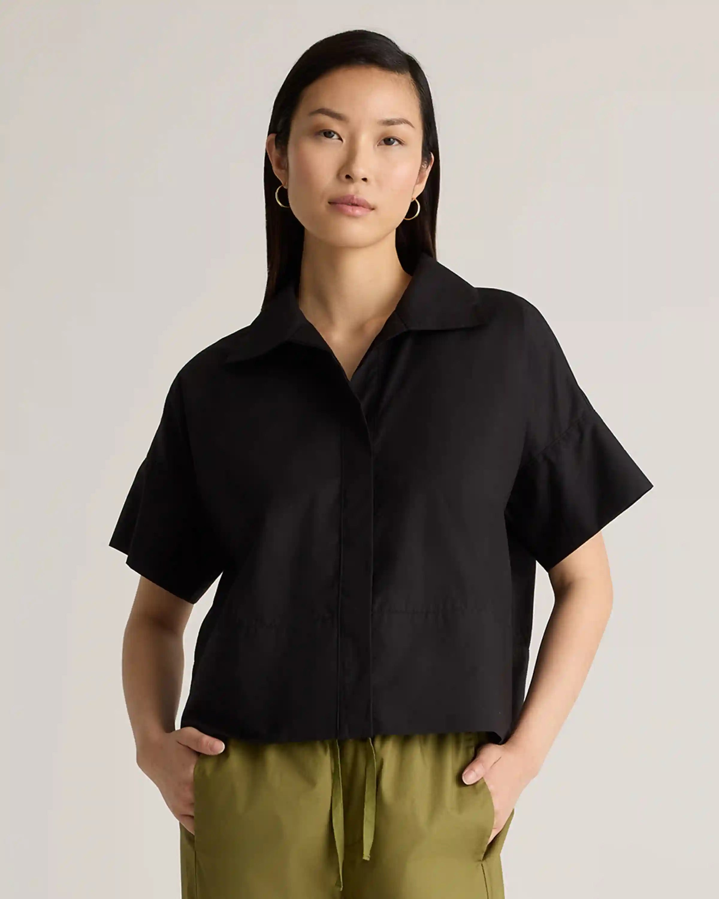 100% Organic Cotton Poplin Boxy Short Sleeve Shirt