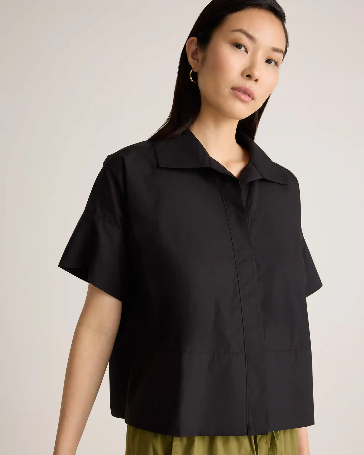 100% Organic Cotton Poplin Boxy Short Sleeve Shirt