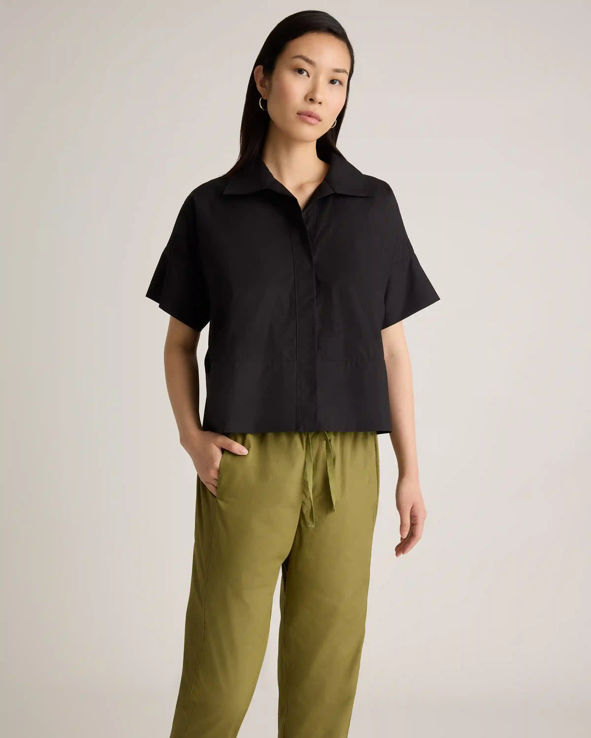 100% Organic Cotton Poplin Boxy Short Sleeve Shirt