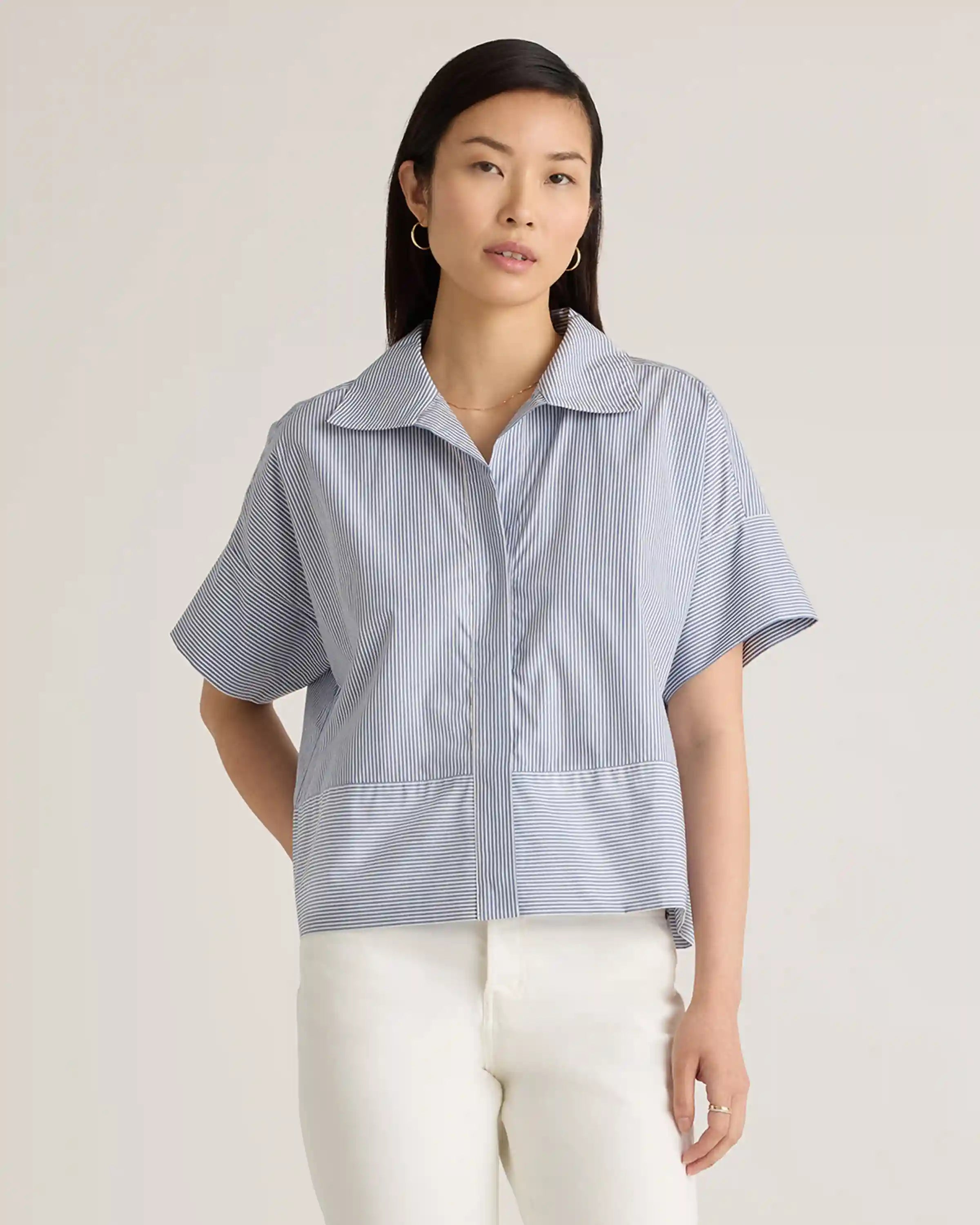 100% Organic Cotton Poplin Boxy Short Sleeve Shirt
