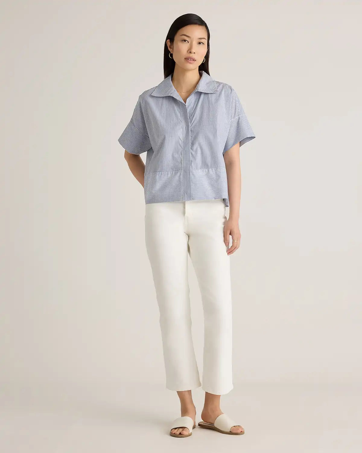 100% Organic Cotton Poplin Boxy Short Sleeve Shirt