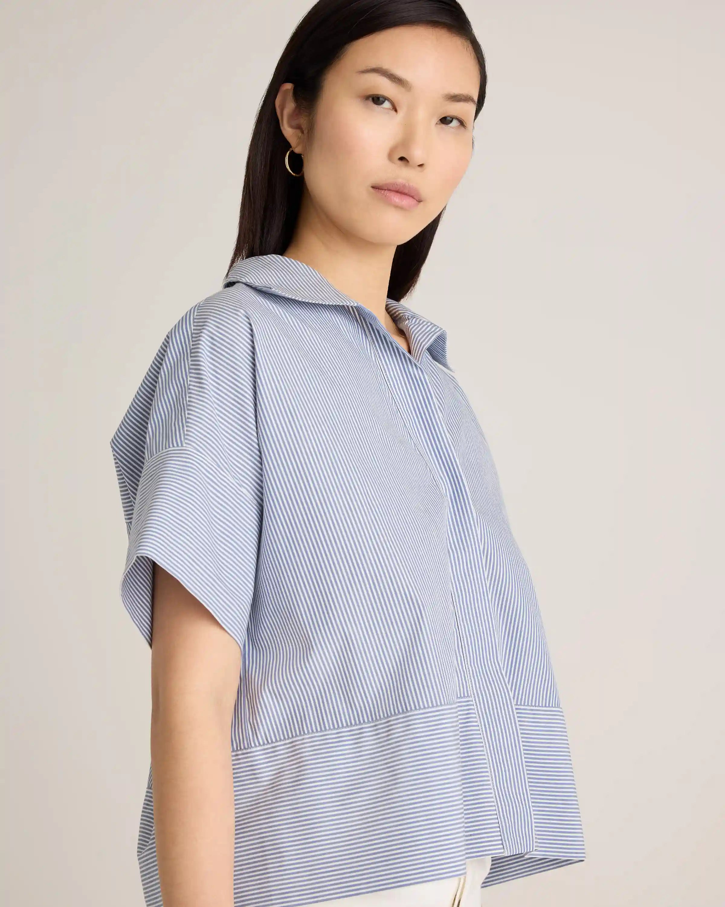 100% Organic Cotton Poplin Boxy Short Sleeve Shirt