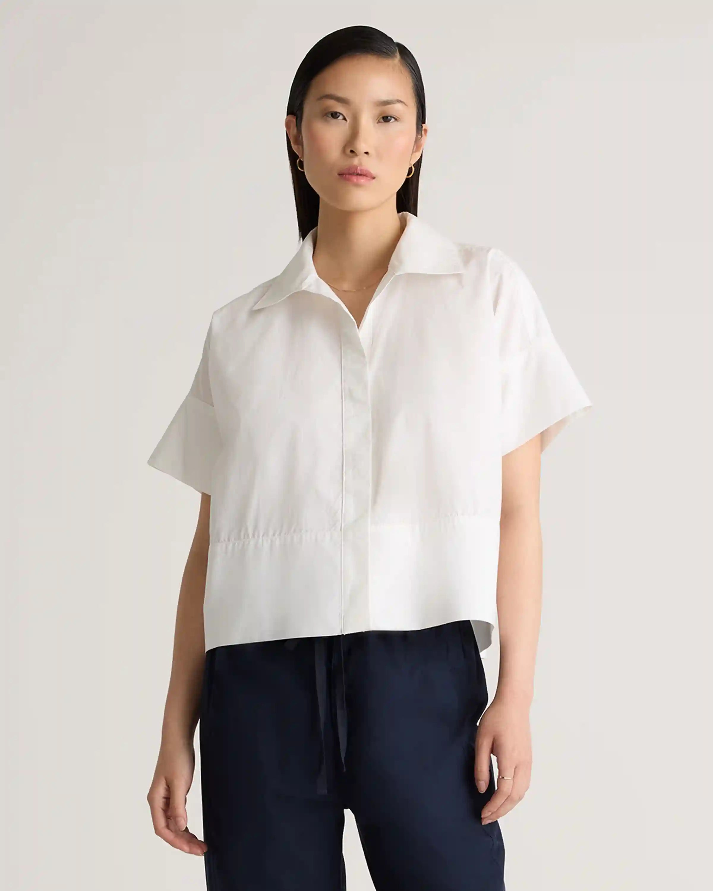 100% Organic Cotton Poplin Boxy Short Sleeve Shirt