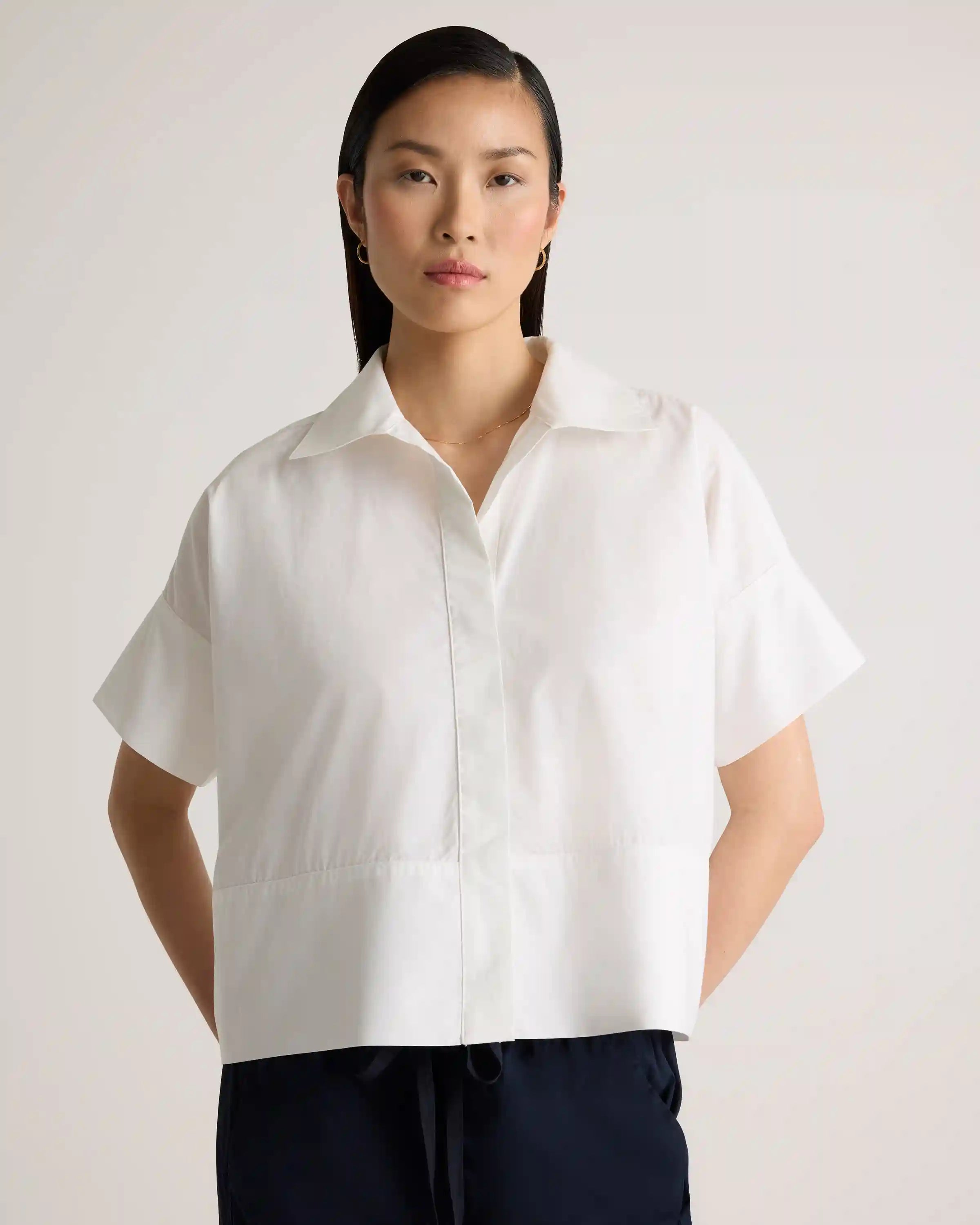 100% Organic Cotton Poplin Boxy Short Sleeve Shirt