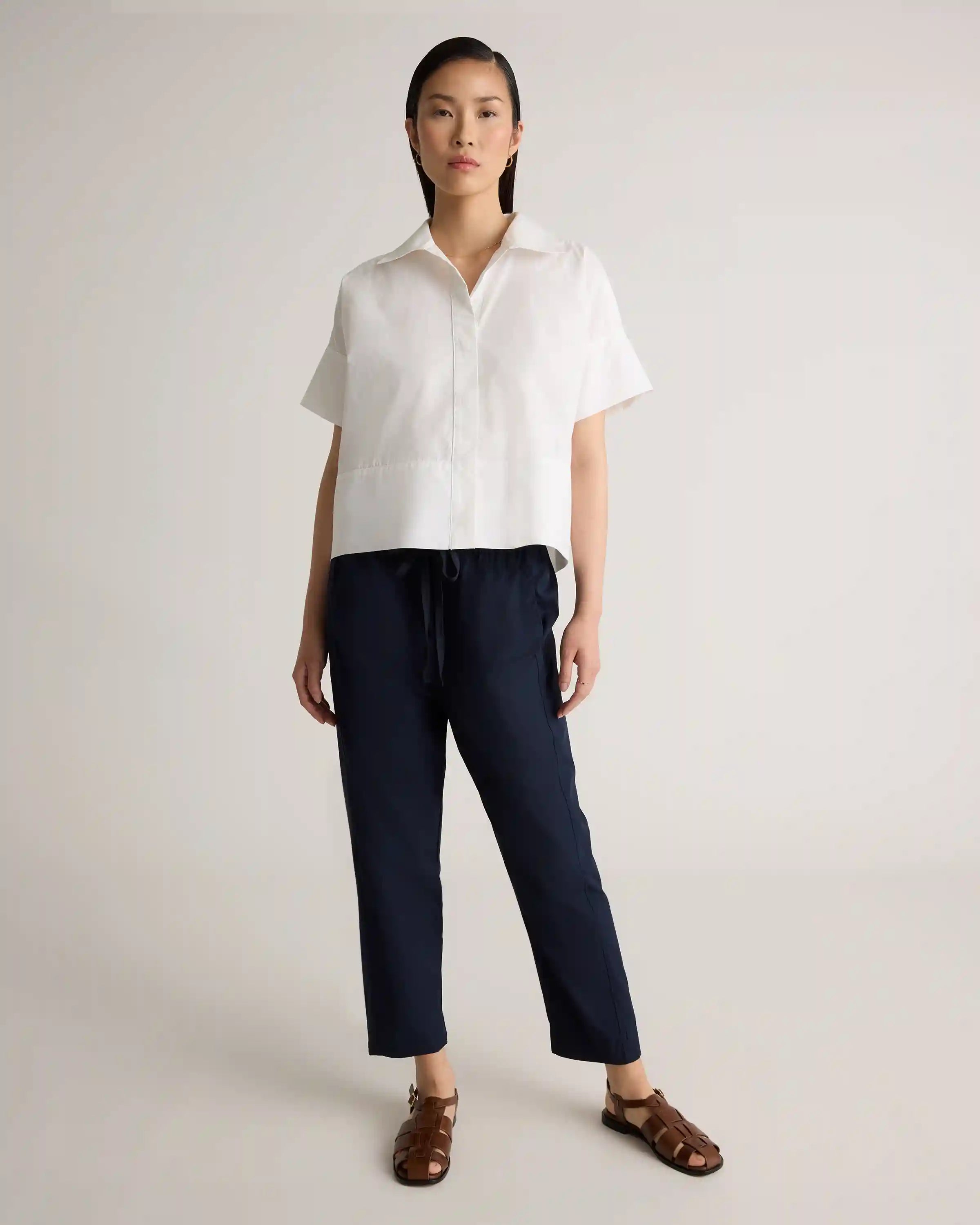 100% Organic Cotton Poplin Boxy Short Sleeve Shirt