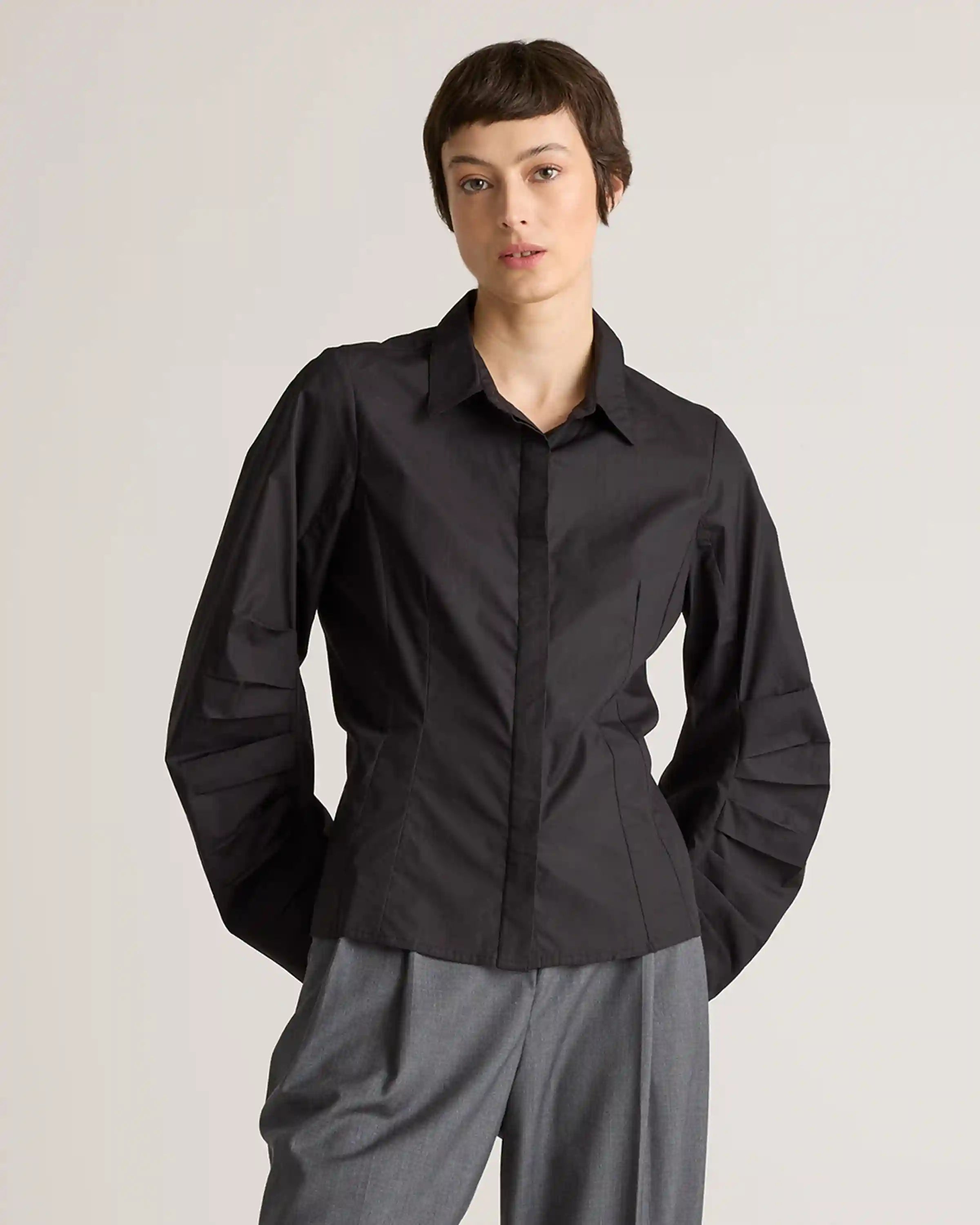 100% Organic Cotton Poplin Balloon Sleeve Shirt