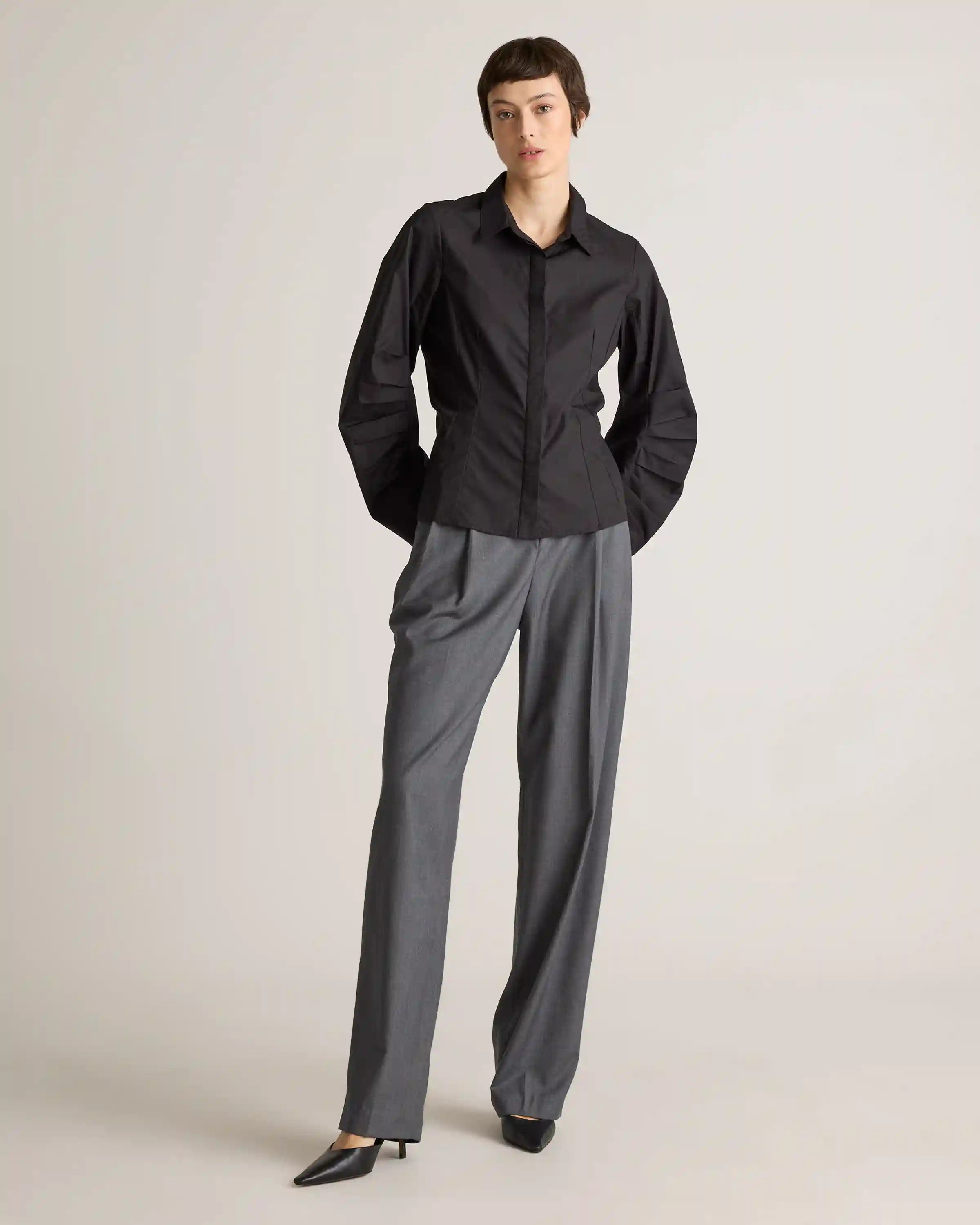100% Organic Cotton Poplin Balloon Sleeve Shirt