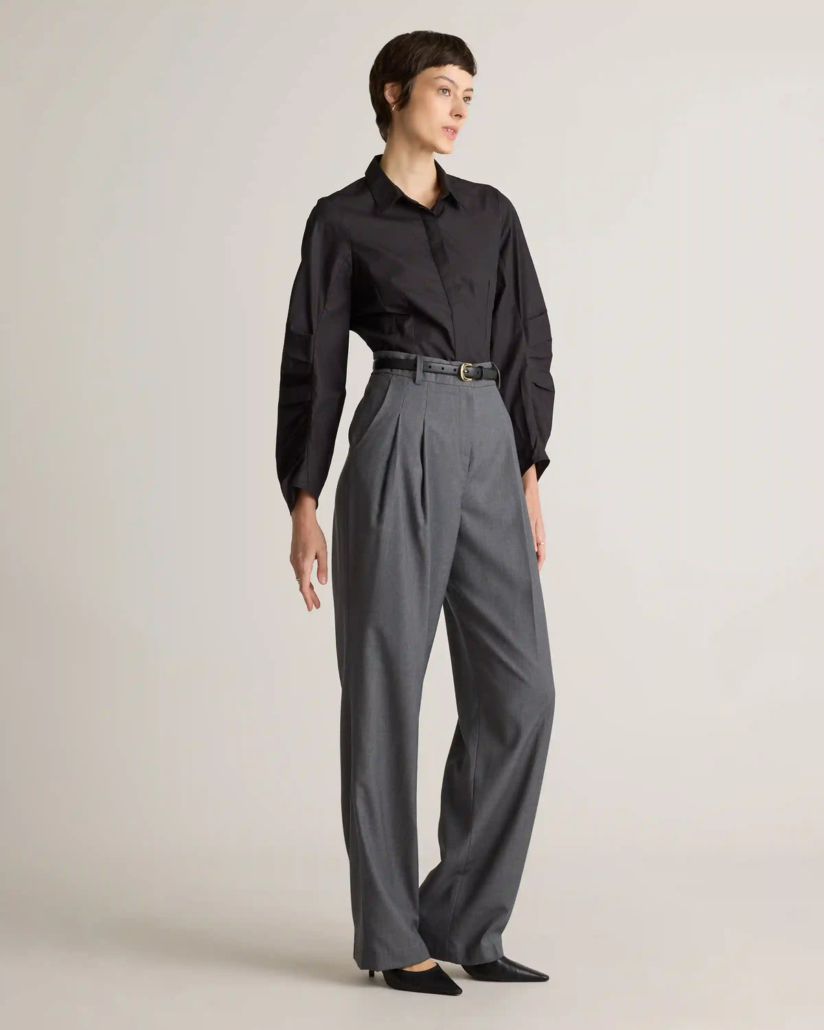 100% Organic Cotton Poplin Balloon Sleeve Shirt