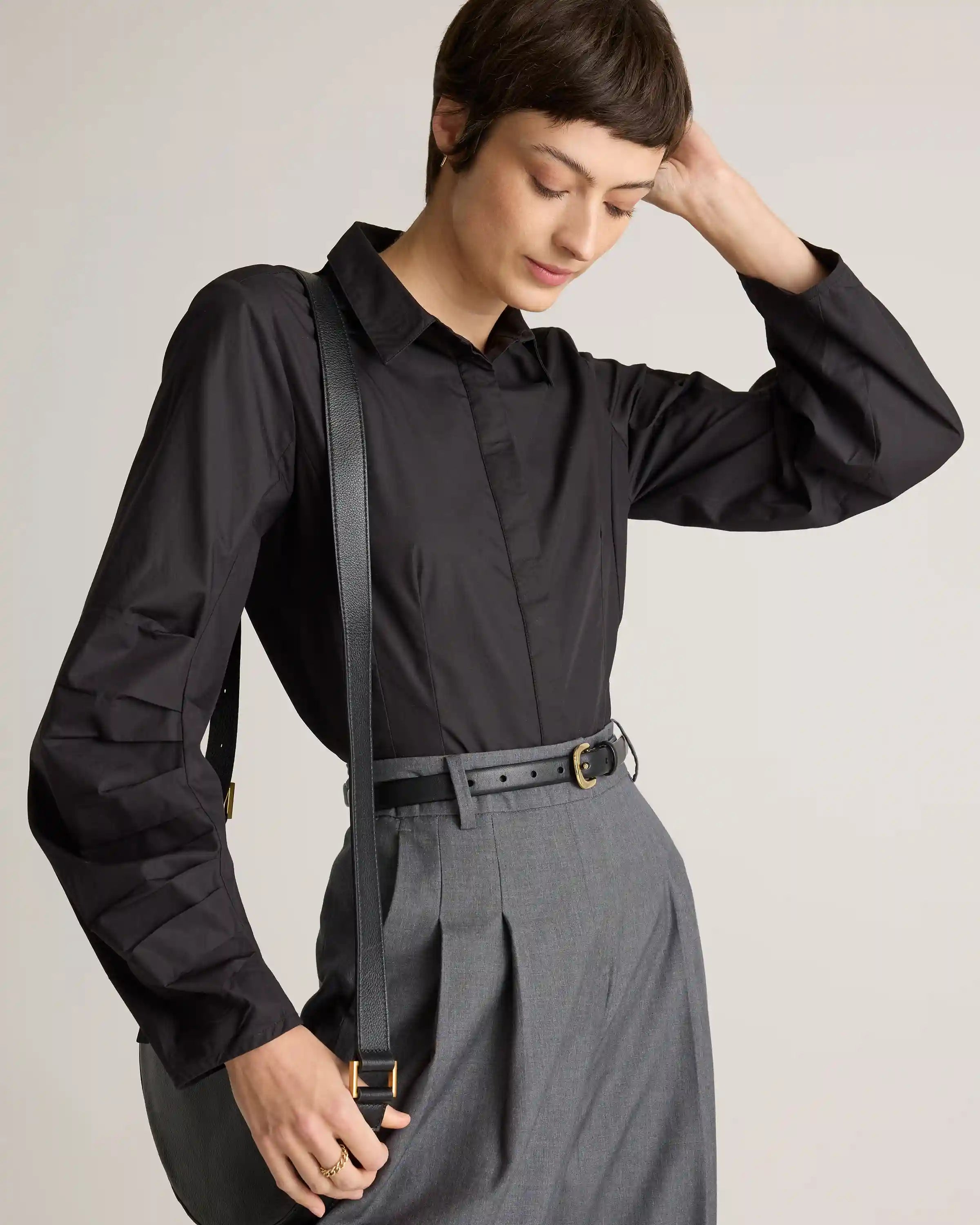 100% Organic Cotton Poplin Balloon Sleeve Shirt