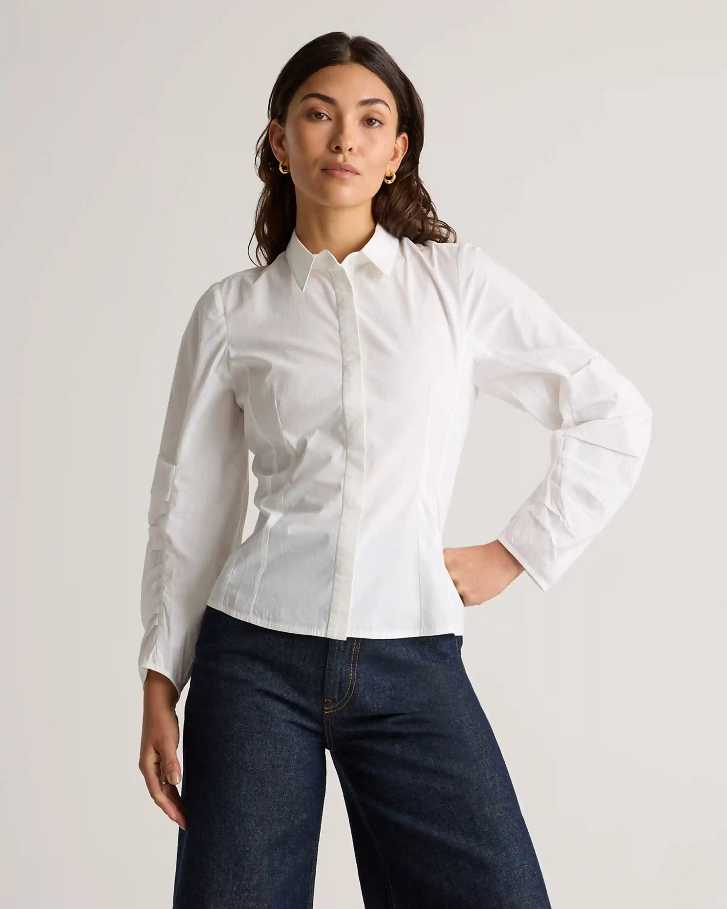 100% Organic Cotton Poplin Balloon Sleeve Shirt