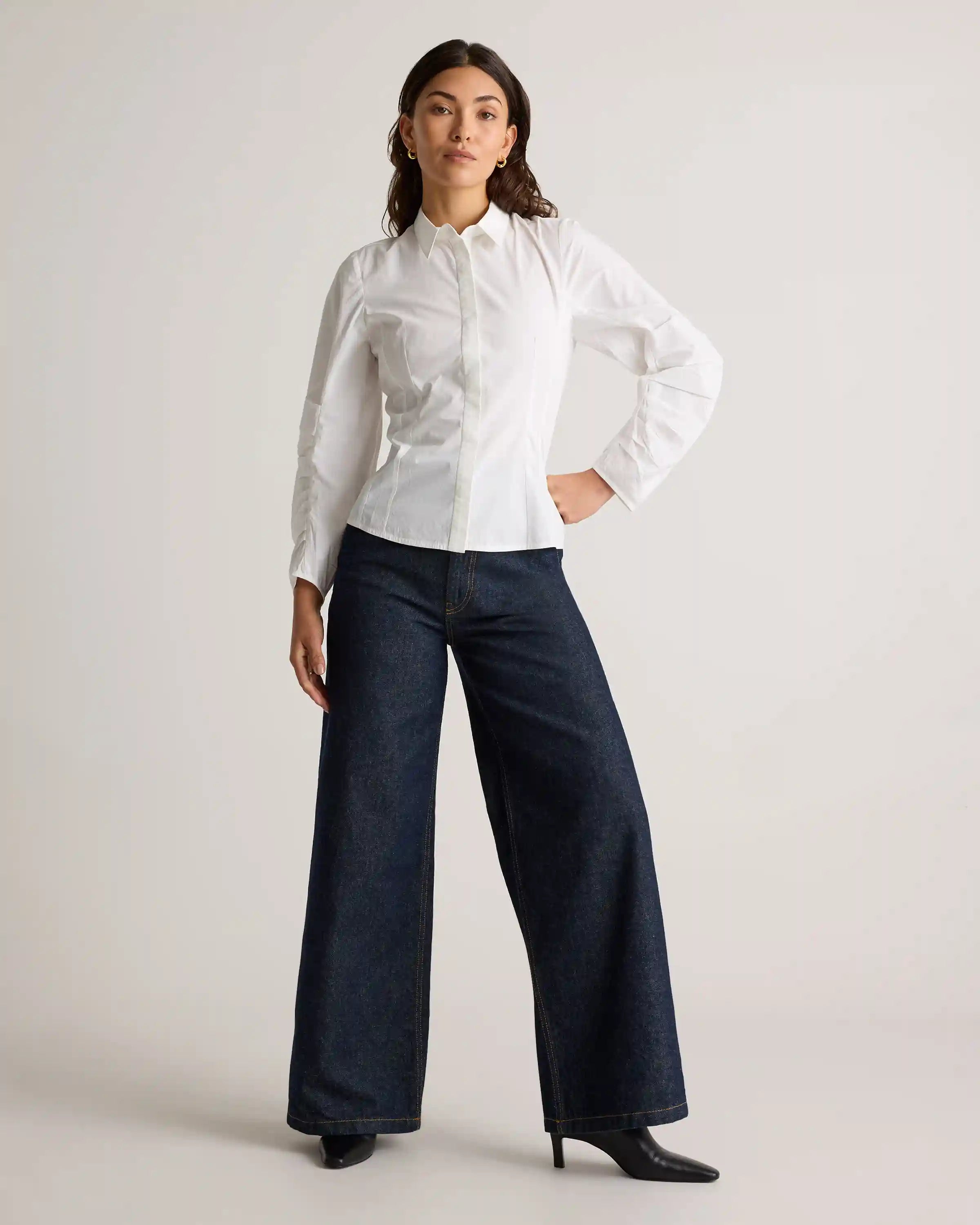 100% Organic Cotton Poplin Balloon Sleeve Shirt