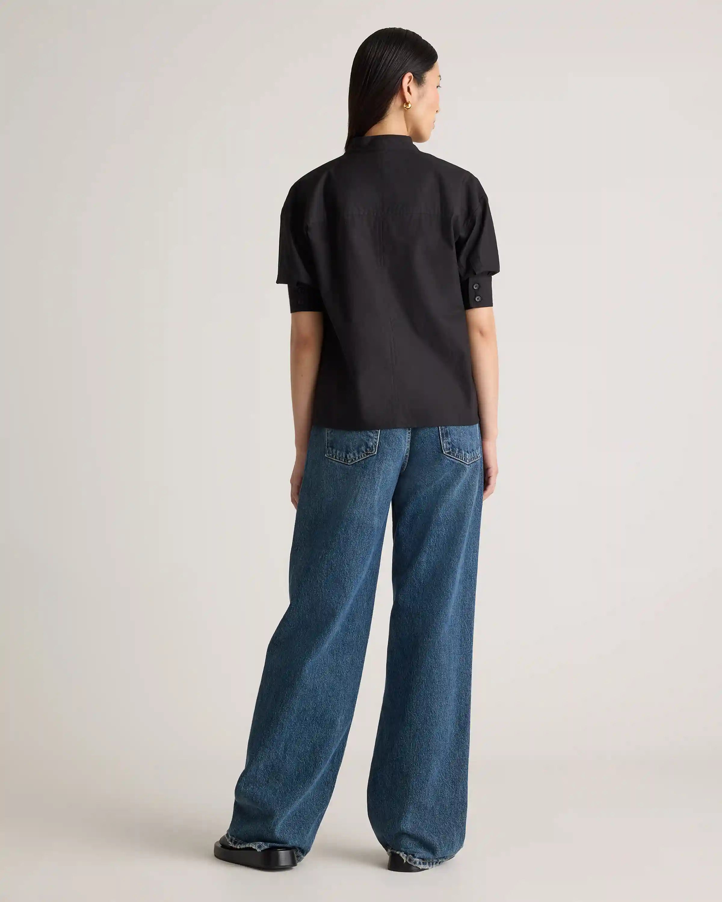 100% Organic Cotton Poplin Puff Sleeve Shirt