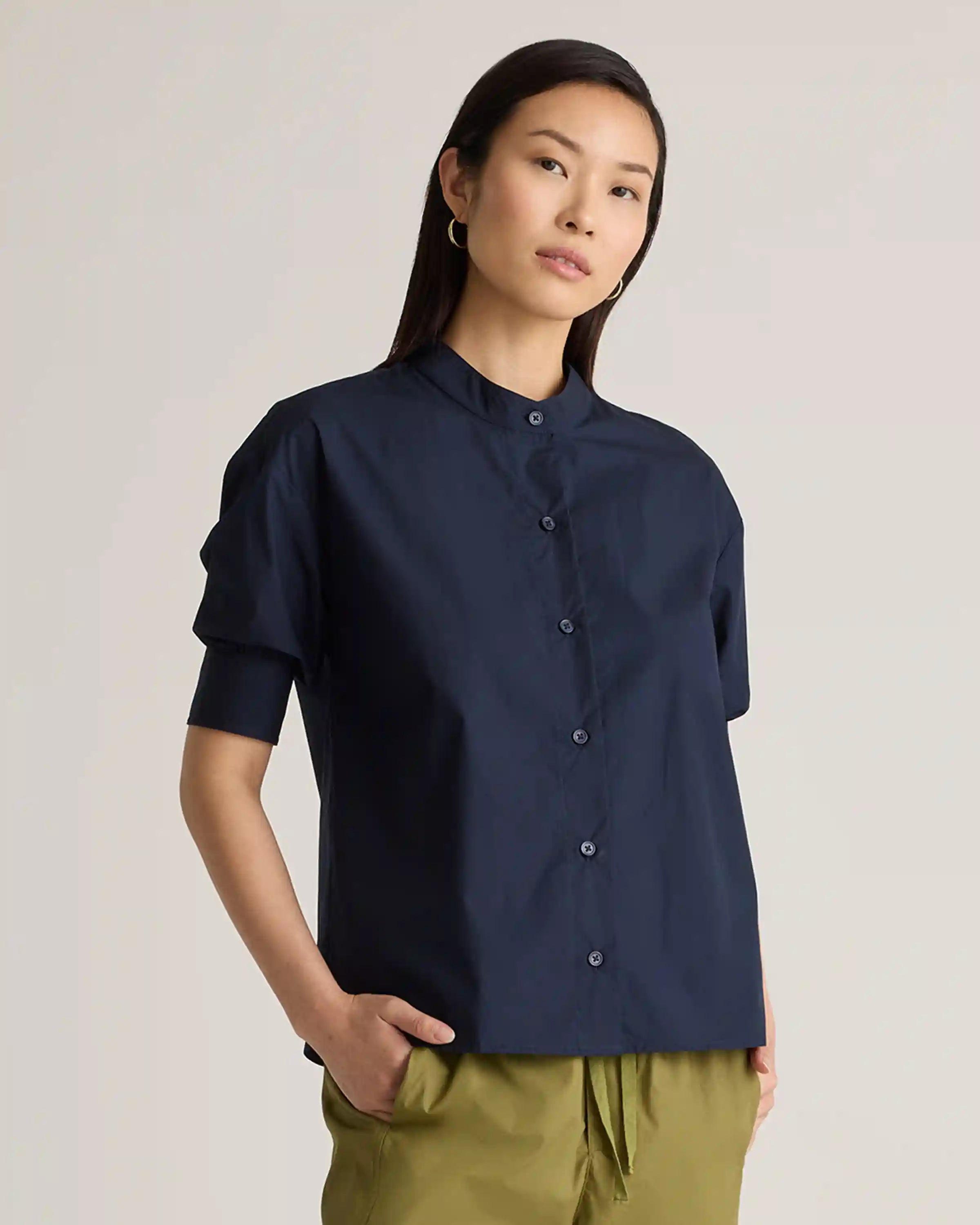 100% Organic Cotton Poplin Puff Sleeve Shirt