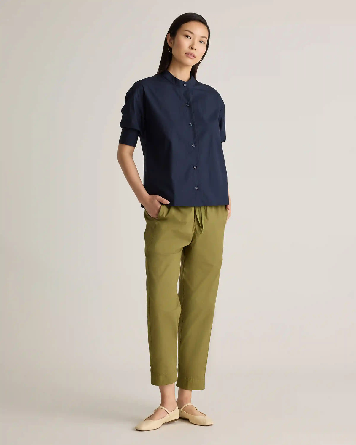 100% Organic Cotton Poplin Puff Sleeve Shirt