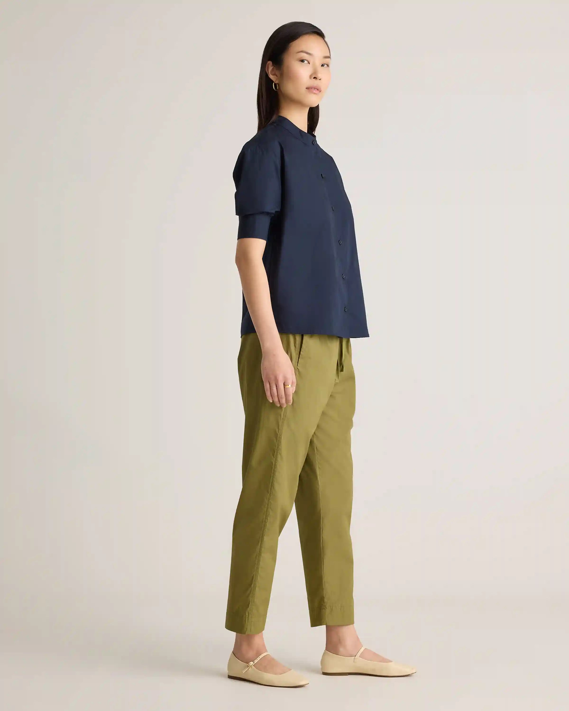 100% Organic Cotton Poplin Puff Sleeve Shirt